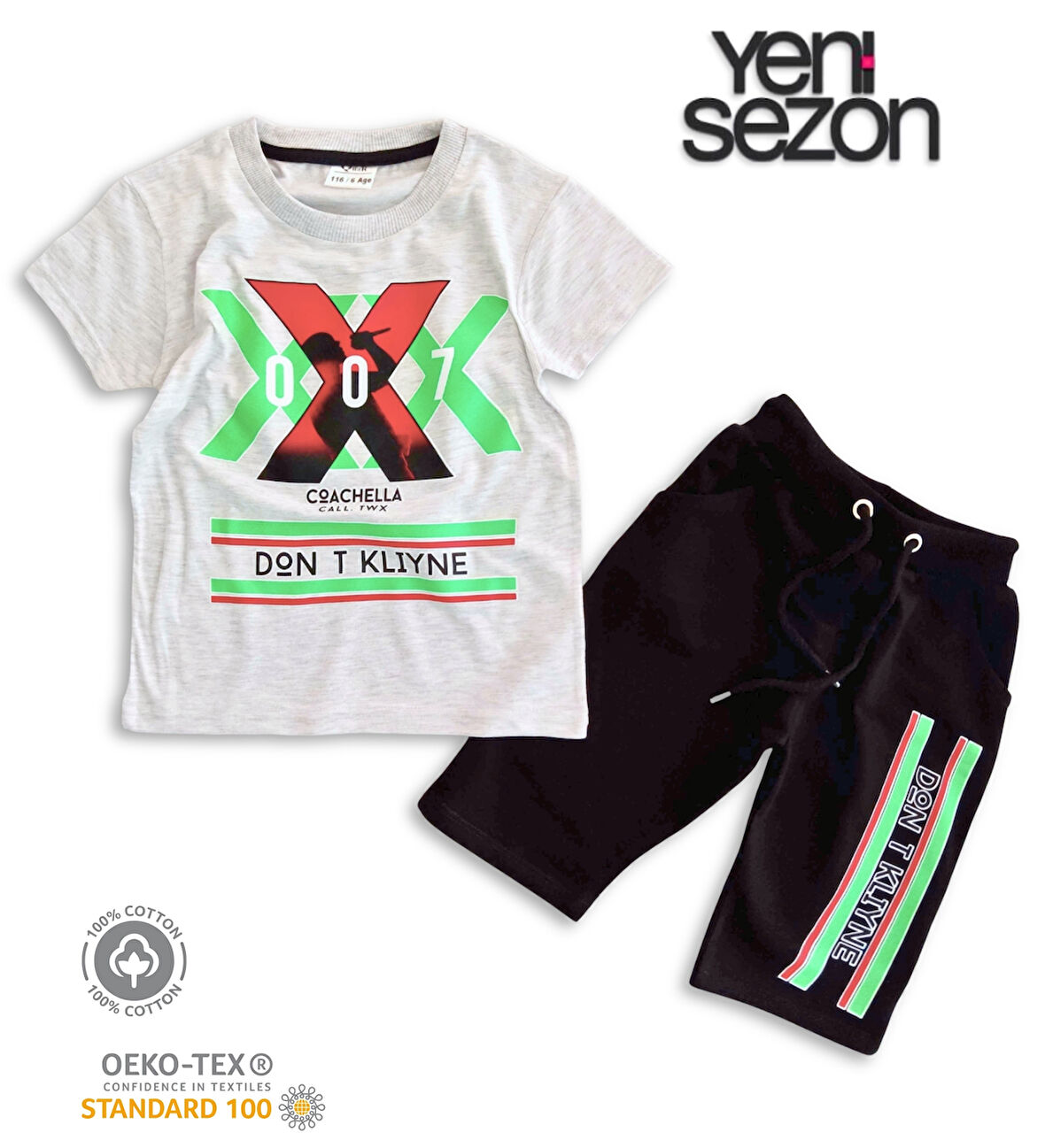 Triliya Pamuklu Unisex Çocuk Kapri Takımı (Cepli & Kordonlu, 3-12 Yaş)
