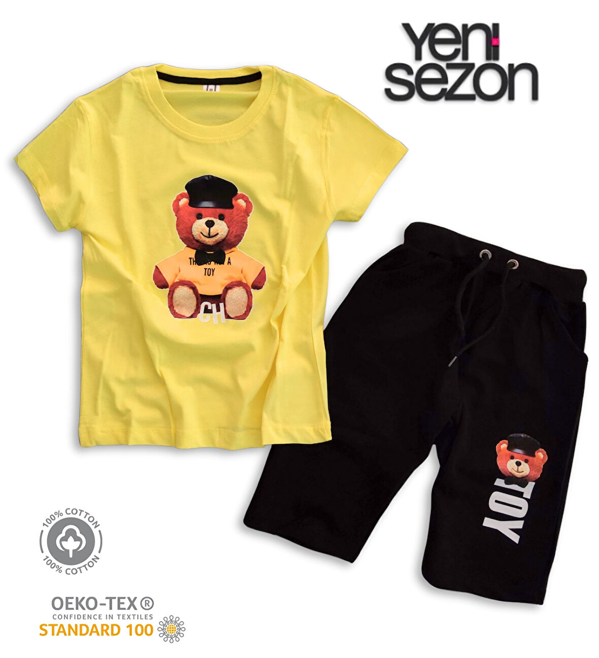 Triliya Pamuklu Unisex Çocuk Kapri Takımı (Cepli & Kordonlu, 3-12 Yaş)