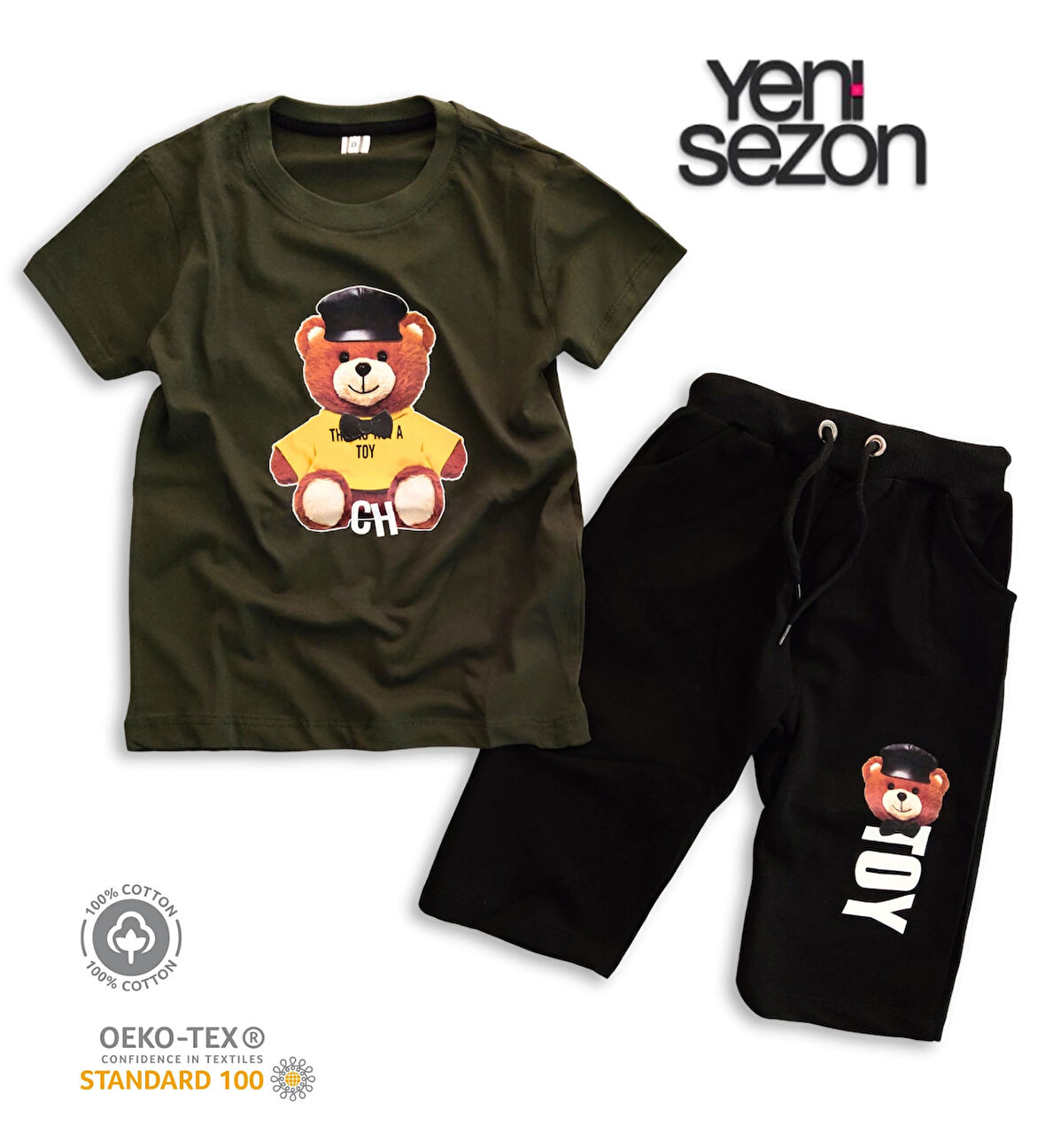 Triliya Pamuklu Unisex Çocuk Kapri Takımı (Cepli & Kordonlu, 3-12 Yaş)