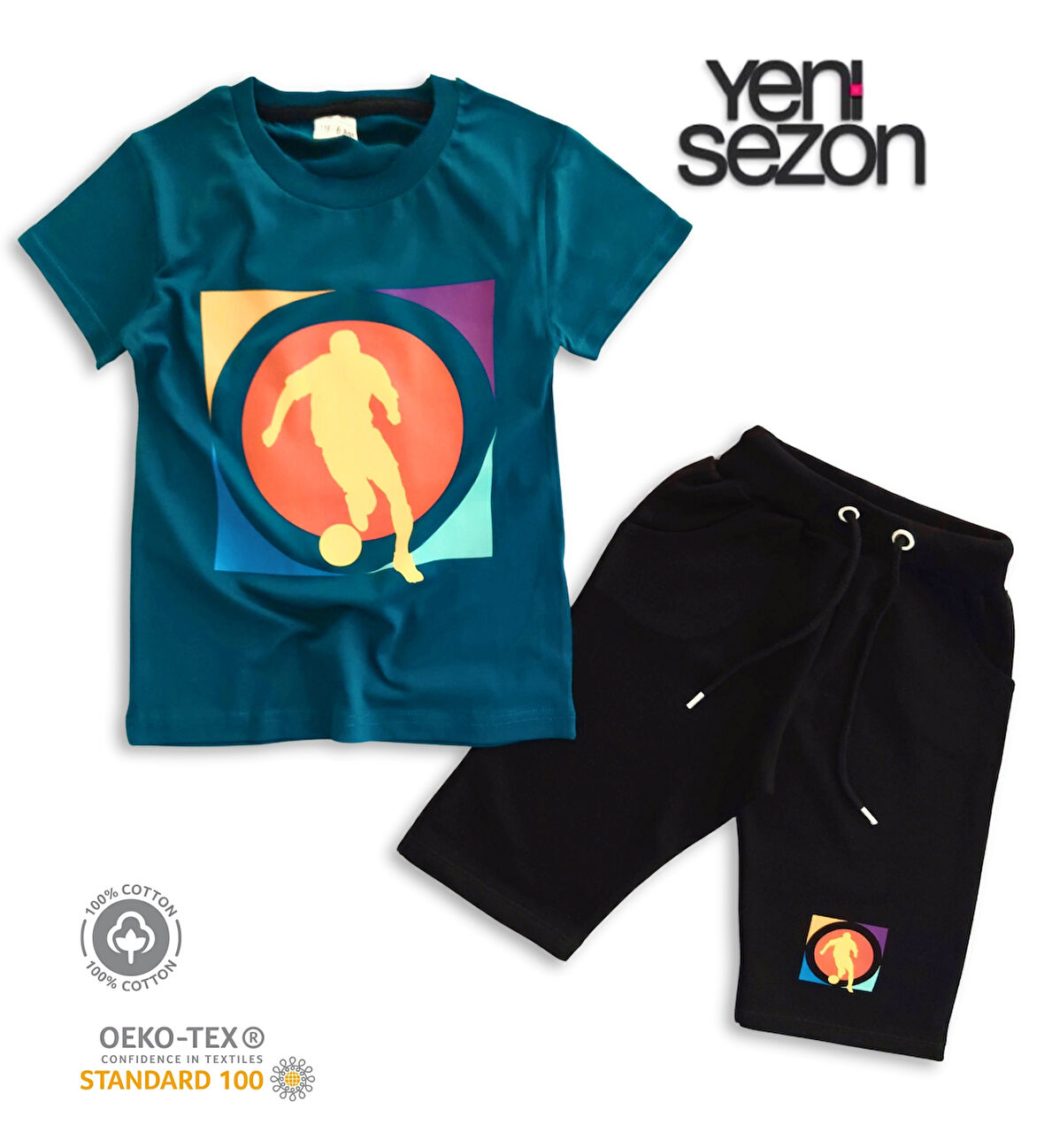 Triliya Pamuklu Unisex Çocuk Kapri Takımı (Cepli & Kordonlu, 3-12 Yaş) TRL-35