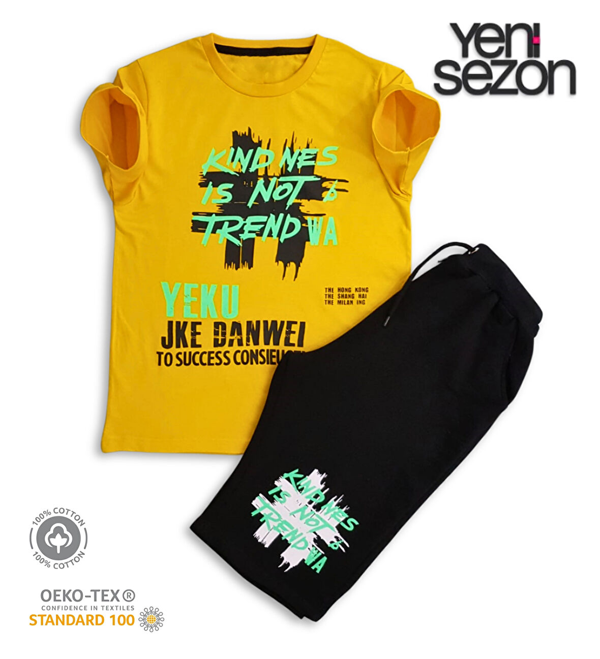 Triliya Pamuklu Unisex Çocuk Kapri Takımı (Cepli & Kordonlu, 3-12 Yaş) TRL-37