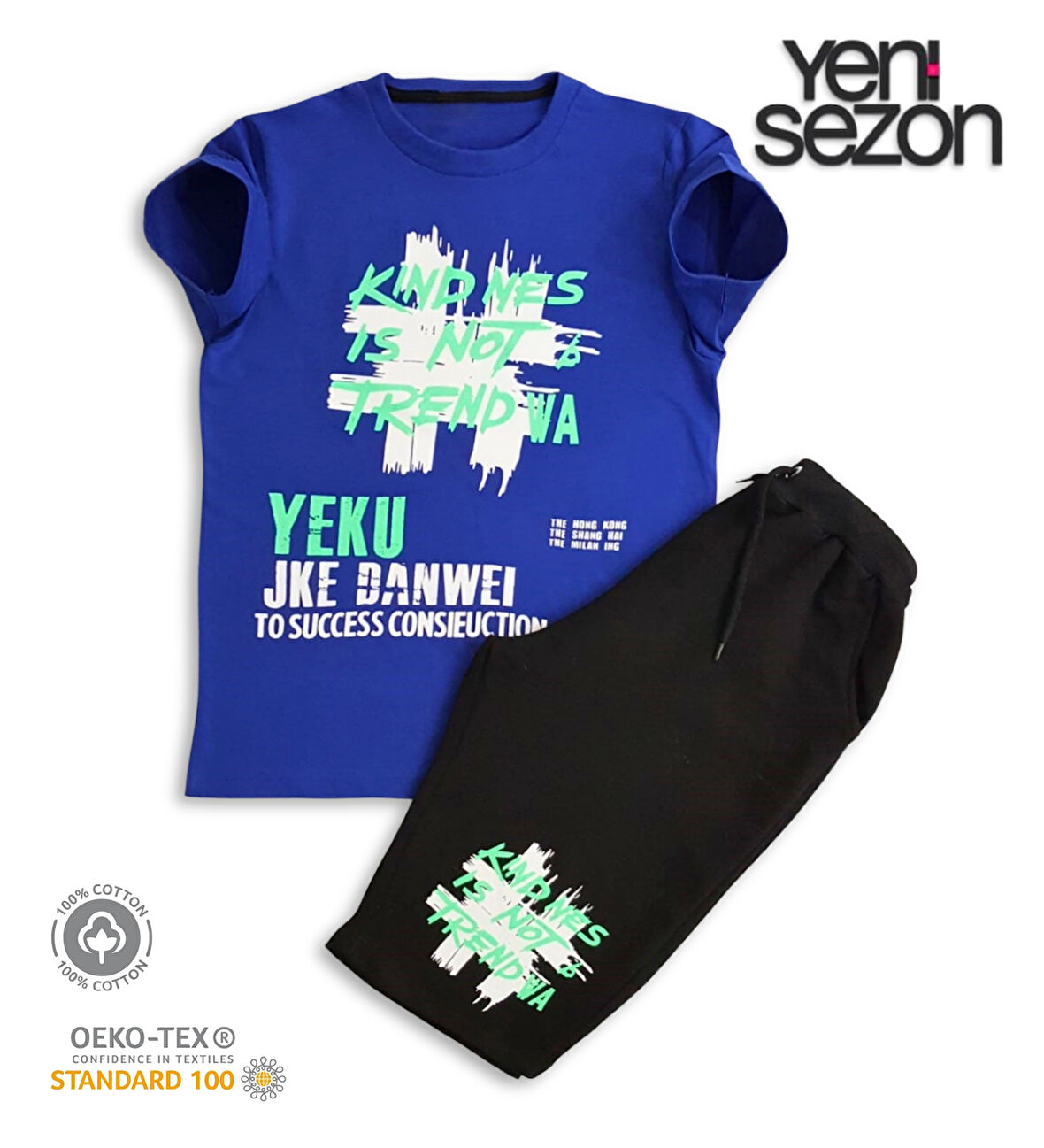 Triliya Pamuklu Unisex Çocuk Kapri Takımı (Cepli & Kordonlu, 3-12 Yaş) TRL-37