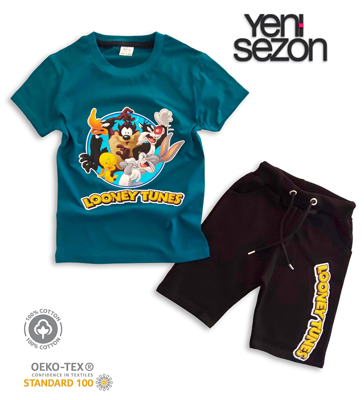 Triliya Pamuklu Unisex Çocuk Kapri Takımı (Cepli & Kordonlu, 3-12 Yaş) TRL-52