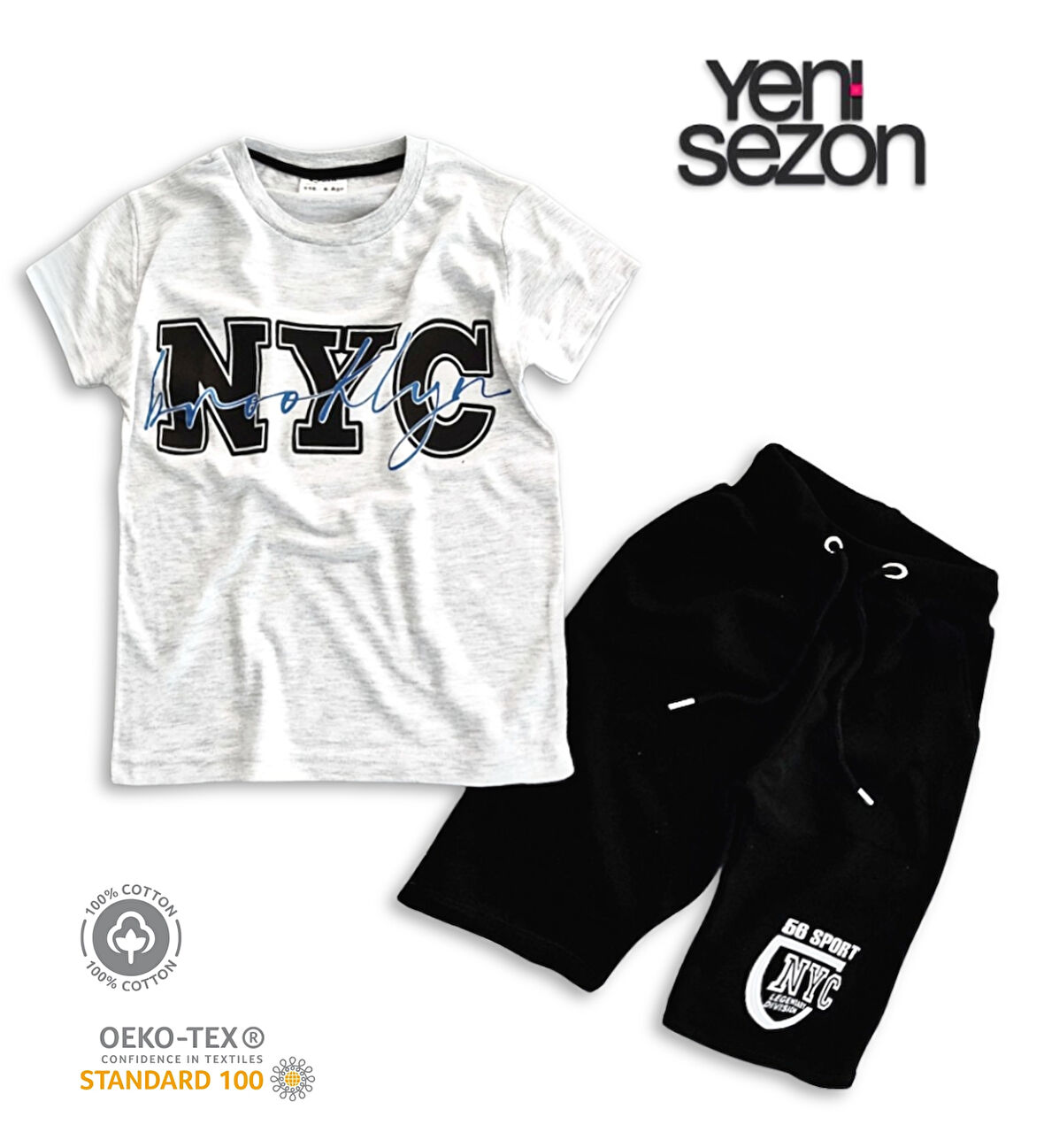 Triliya Pamuklu Unisex Çocuk Kapri Takımı (Cepli & Kordonlu, 3-12 Yaş) TRL-53