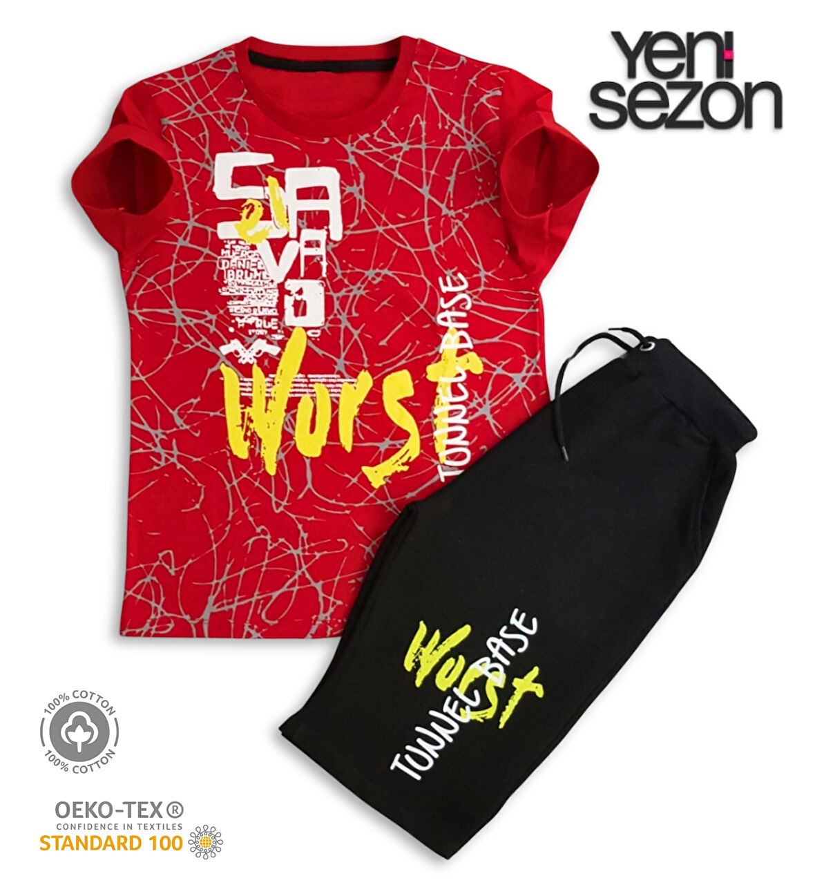 Triliya Pamuklu Unisex Çocuk Kapri Takımı (Cepli & Kordonlu, 3-12 Yaş) TRL-57