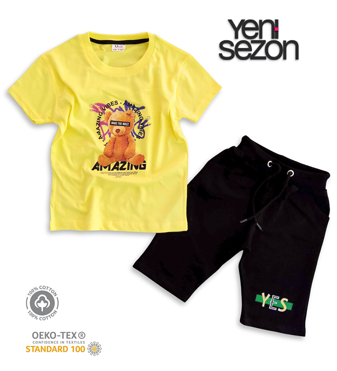 Triliya Pamuklu Unisex Çocuk Kapri Takımı (Cepli & Kordonlu, 3-12 Yaş)