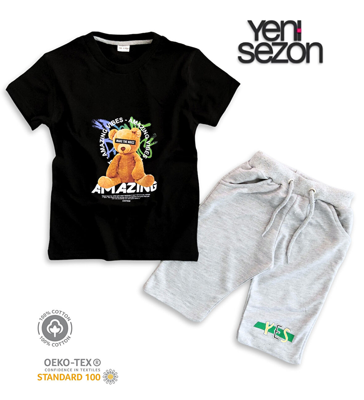 Triliya Pamuklu Unisex Çocuk Kapri Takımı (Cepli & Kordonlu, 3-12 Yaş)