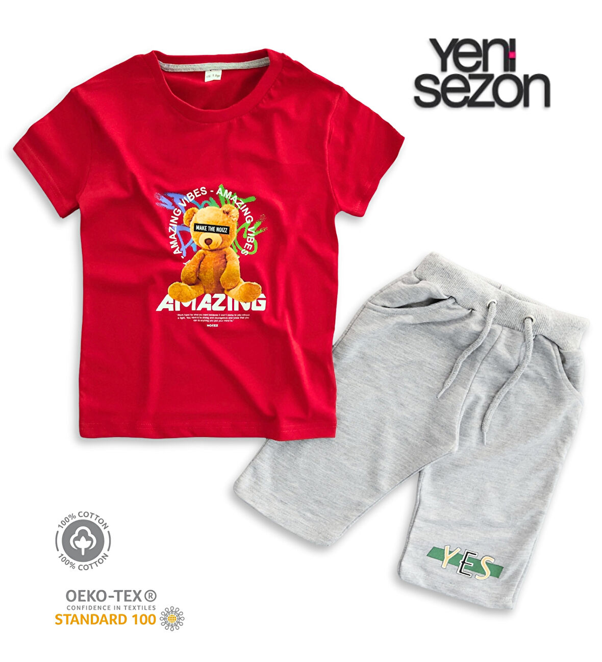 Triliya Pamuklu Unisex Çocuk Kapri Takımı (Cepli & Kordonlu, 3-12 Yaş)