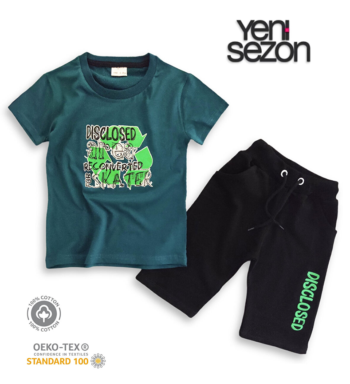 Triliya Pamuklu Unisex Çocuk Kapri Takımı (Cepli & Kordonlu, 3-12 Yaş)