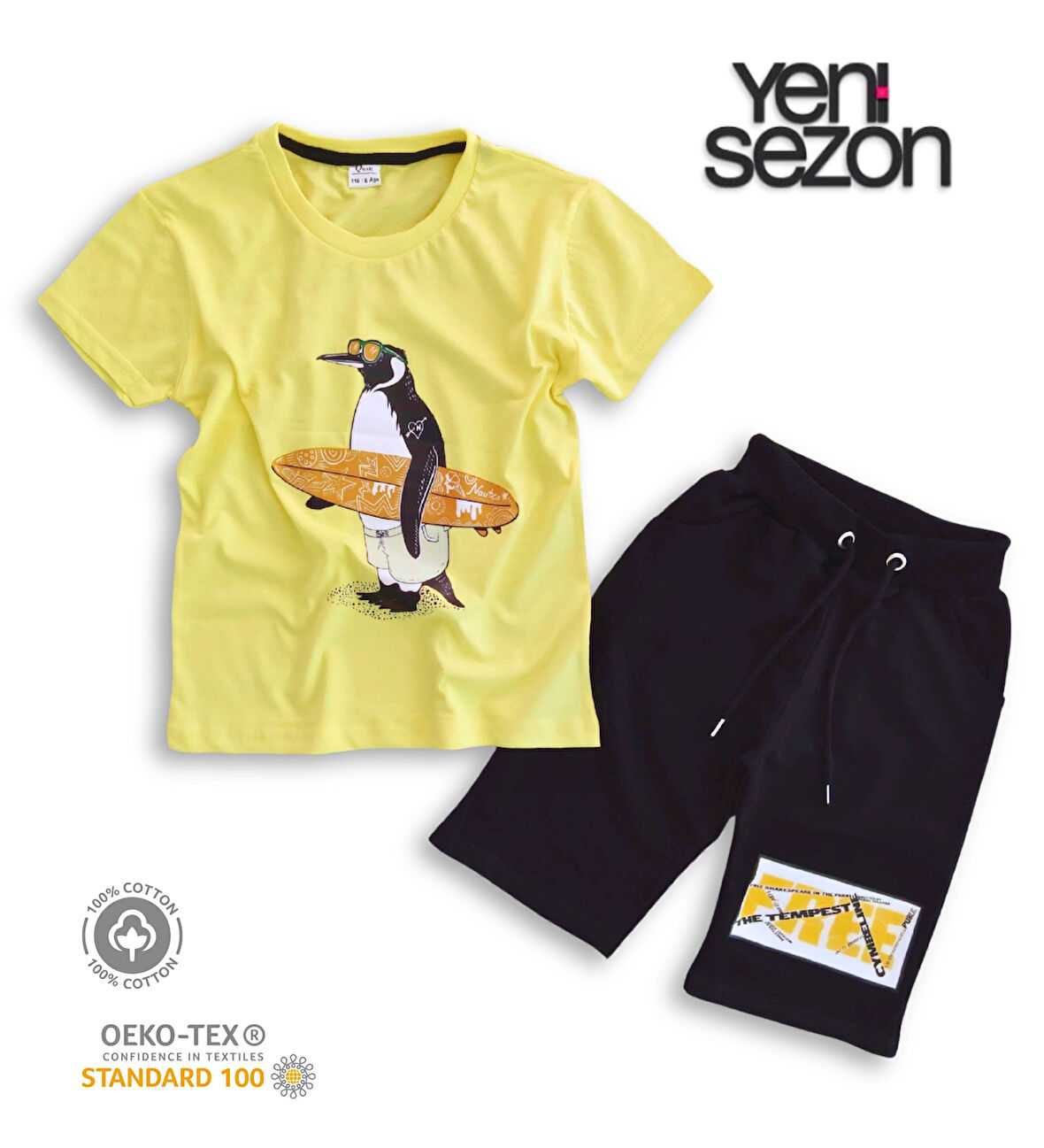 Triliya Pamuklu Unisex Çocuk Kapri Takımı (Cepli & Kordonlu, 3-12 Yaş)