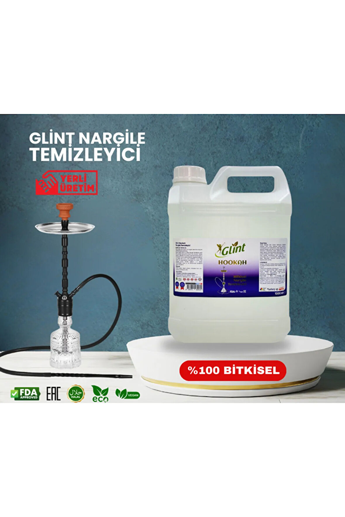 Glint  Hookah 5 Lt %100 Bitkisel Nargile Temizleyici Sıvısı Kimyasal Içermez