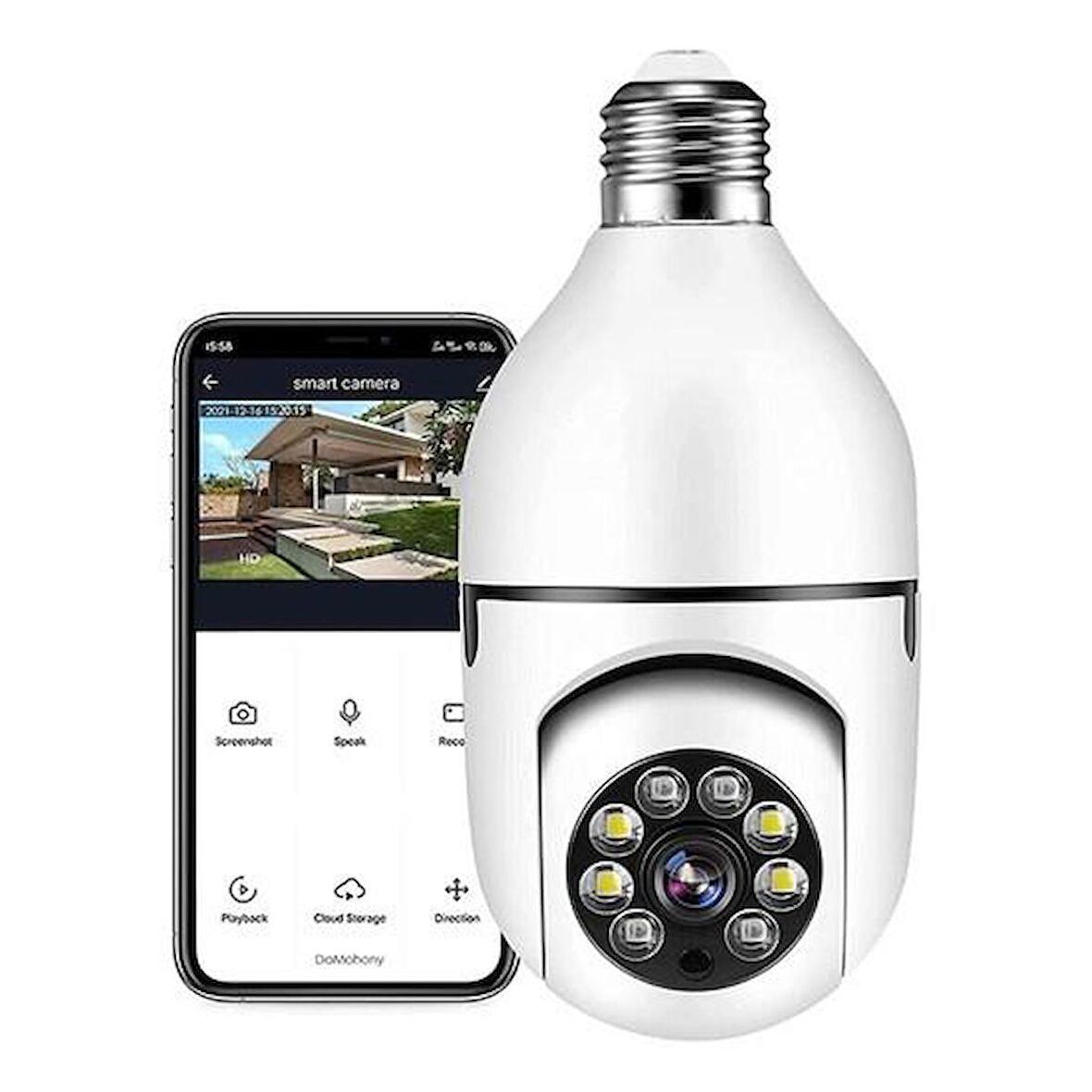 BUFFER® WiFi 360 Panoramik Ampul Kamera Gece Görüş Ses Akıllı Hareket Algılayıcı