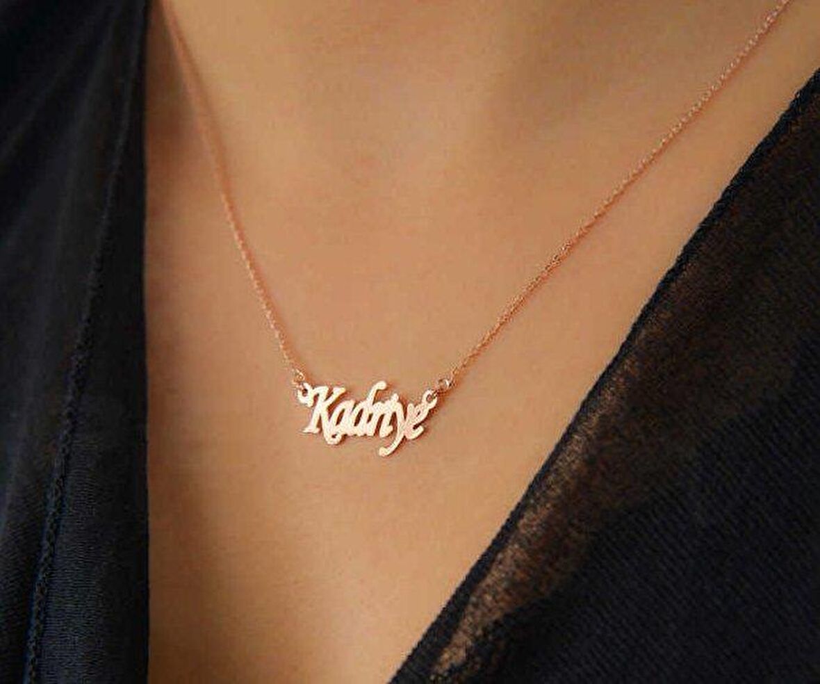 Sade Kibar Özel Font Tek İsimli Gümüş İsim Kolye