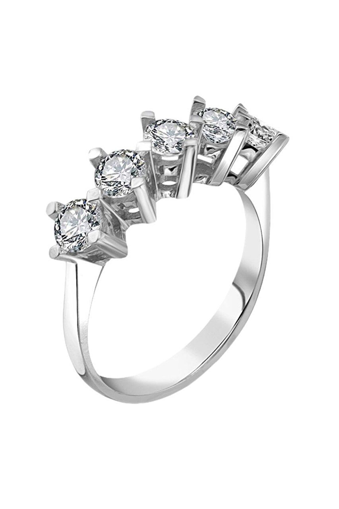 Sertifikalı Swarovski Taşlı Beştaş 925 Gümüş Yüzük