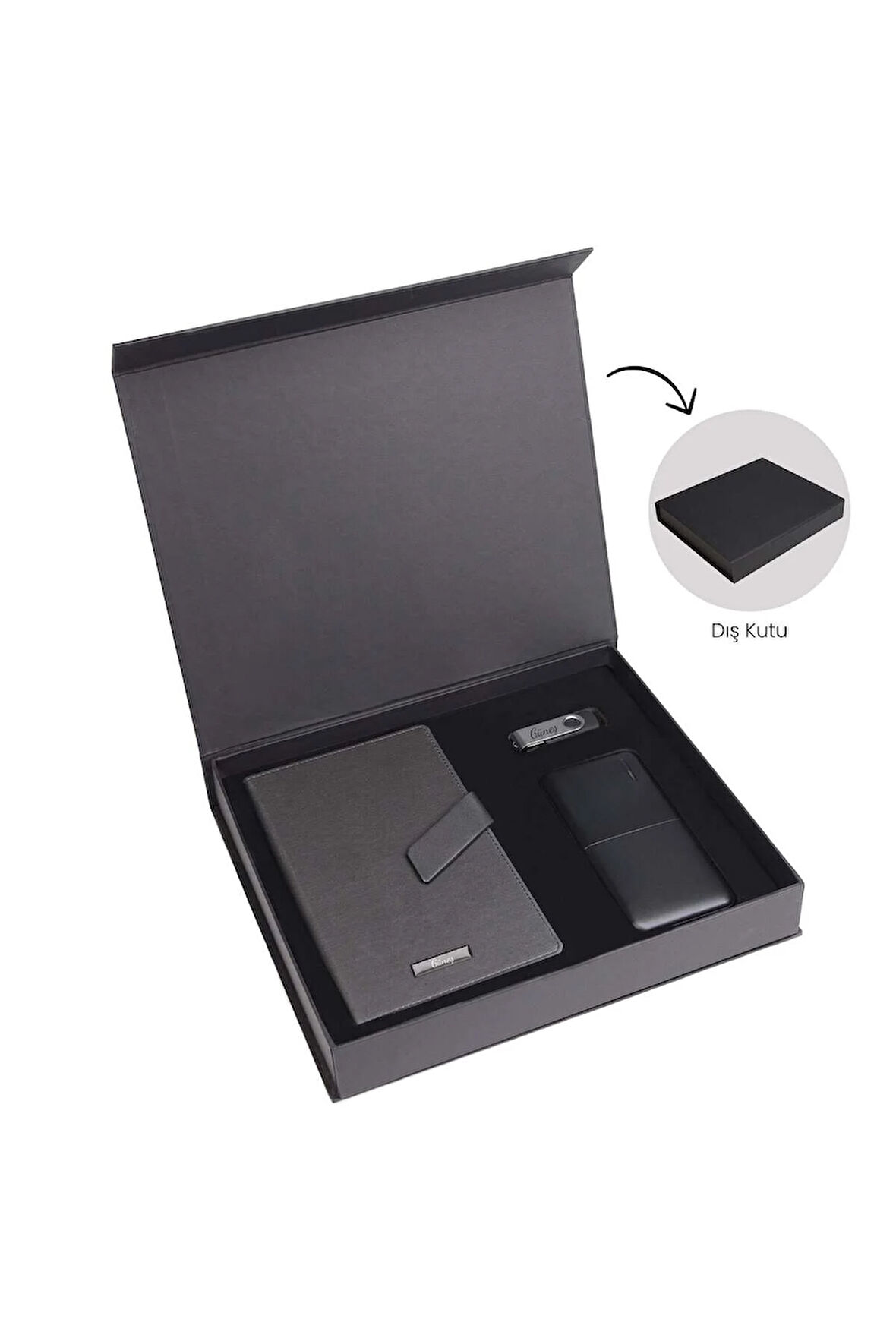 Premium Kutuda Defter & 32Gb Usb Bellek & 10000 mAh Powerbank 32110