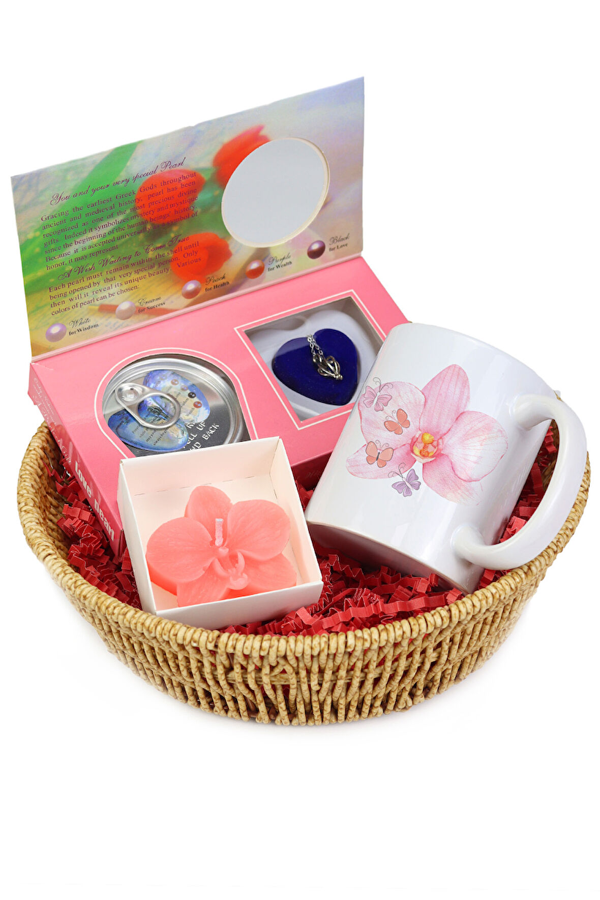 İstiridye Kolye & Kupa & Mum Hediye Sepeti