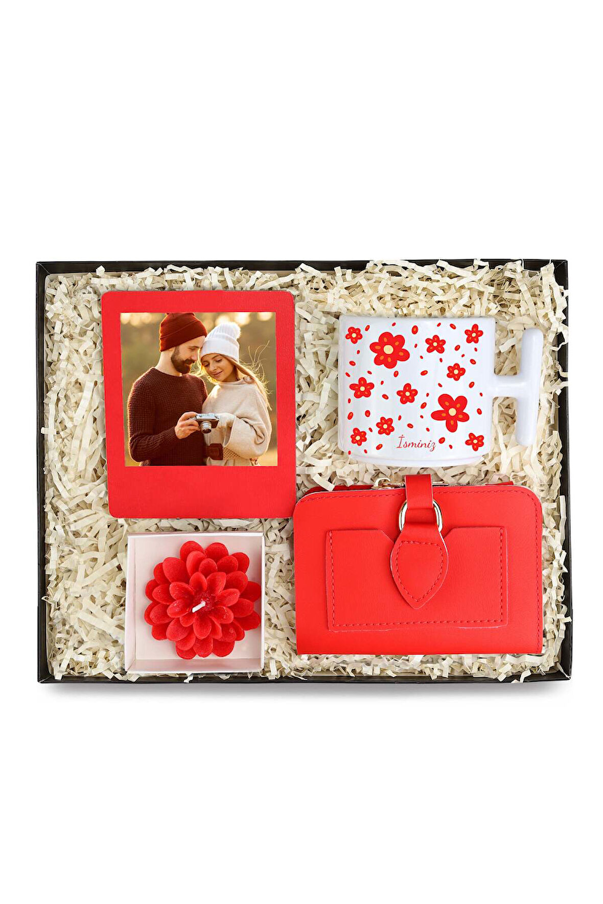 Sevgiliye Özel Kupa & Cüzdan & Mum & Çerçeve Hediye Seti