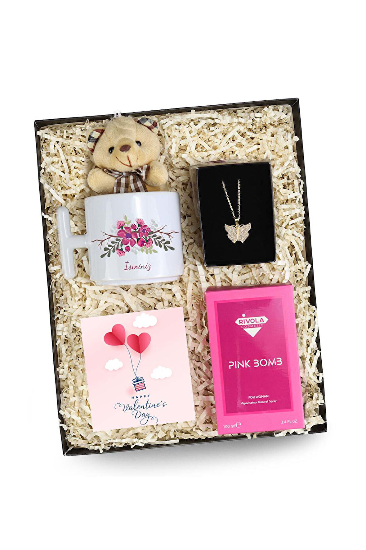 Sevgiliye Özel Kupa & Kolye & Parfüm & Anahtarlık Hediye Kutusu