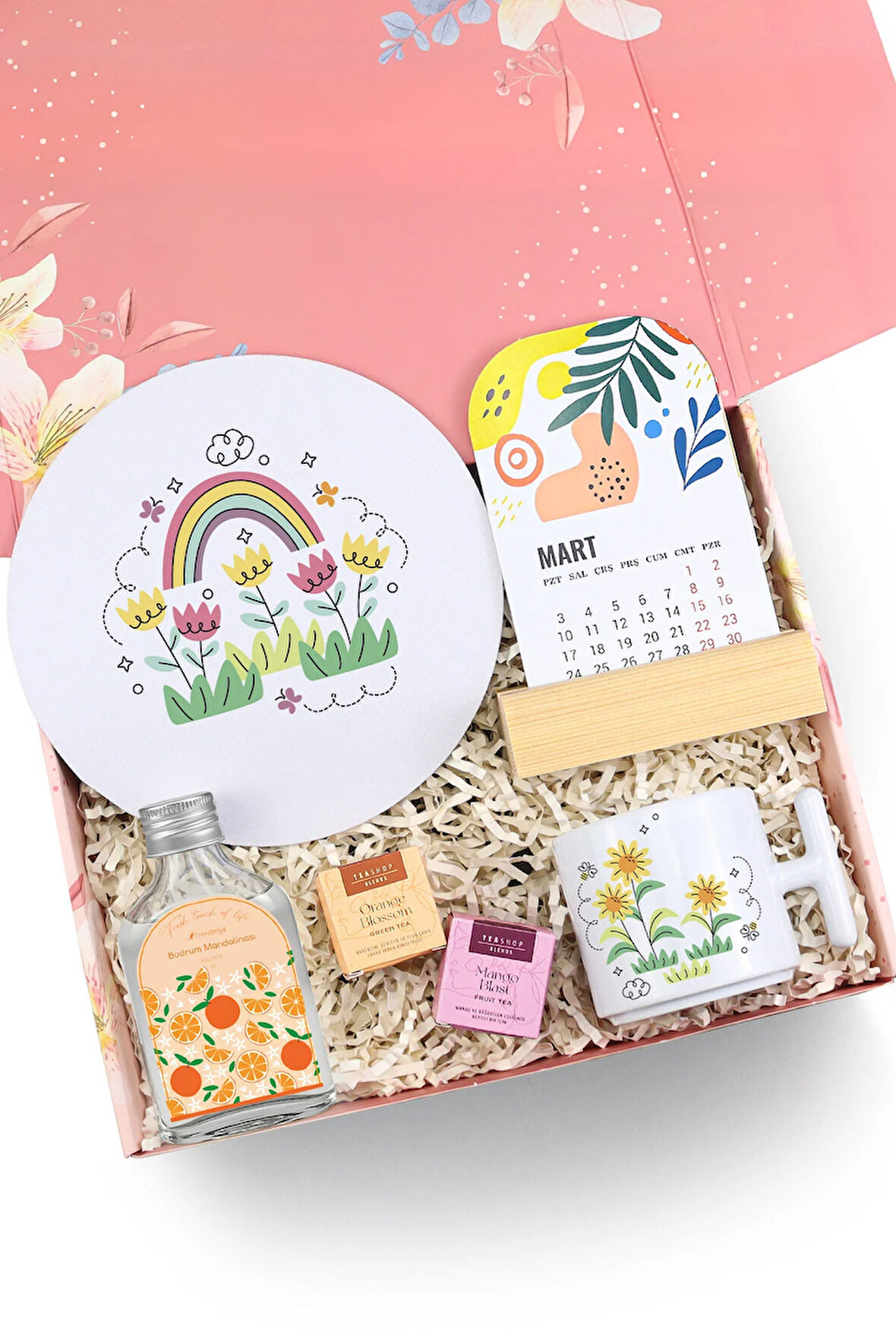 Mousepad & Takvim & Kupa & 100 ML Kolonya & 2'li Çay Kadına Hediye Seti