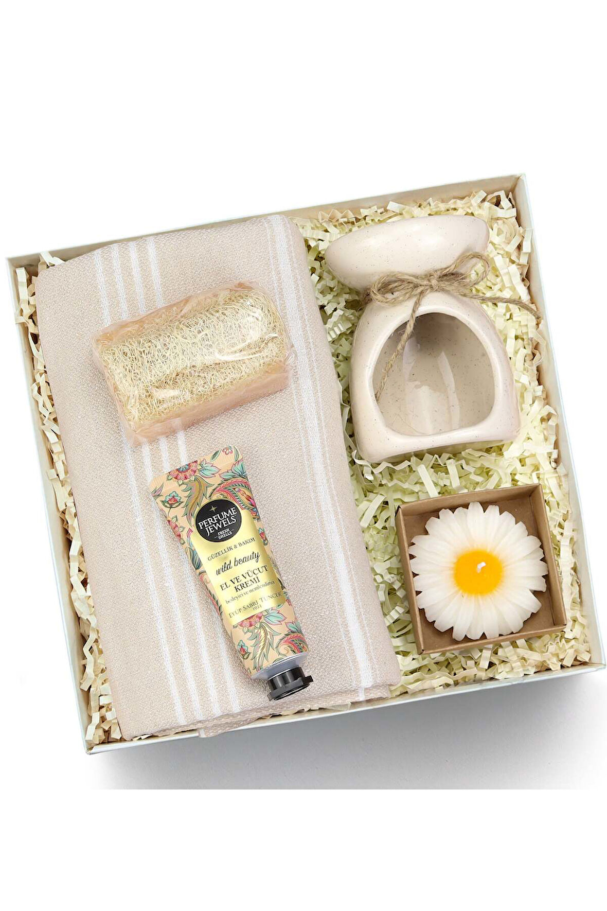 Eyüp Sabri Tuncer El ve Vücut Kremi & Buhurdanlık & Kraft Kutulu Mum & Kabak Lifli Sabun Hediye Seti