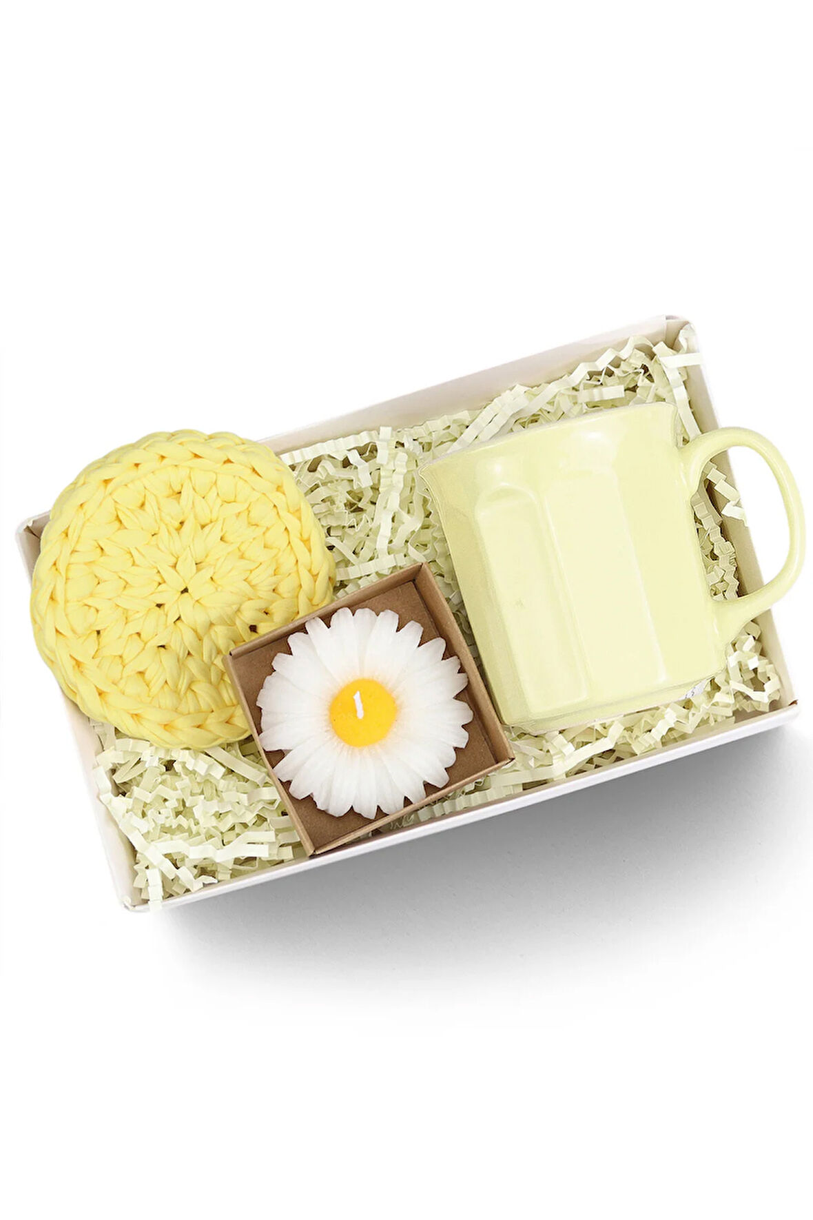 El Yapımı Bardak Altlığı & Mum & Kupa Hediye Seti