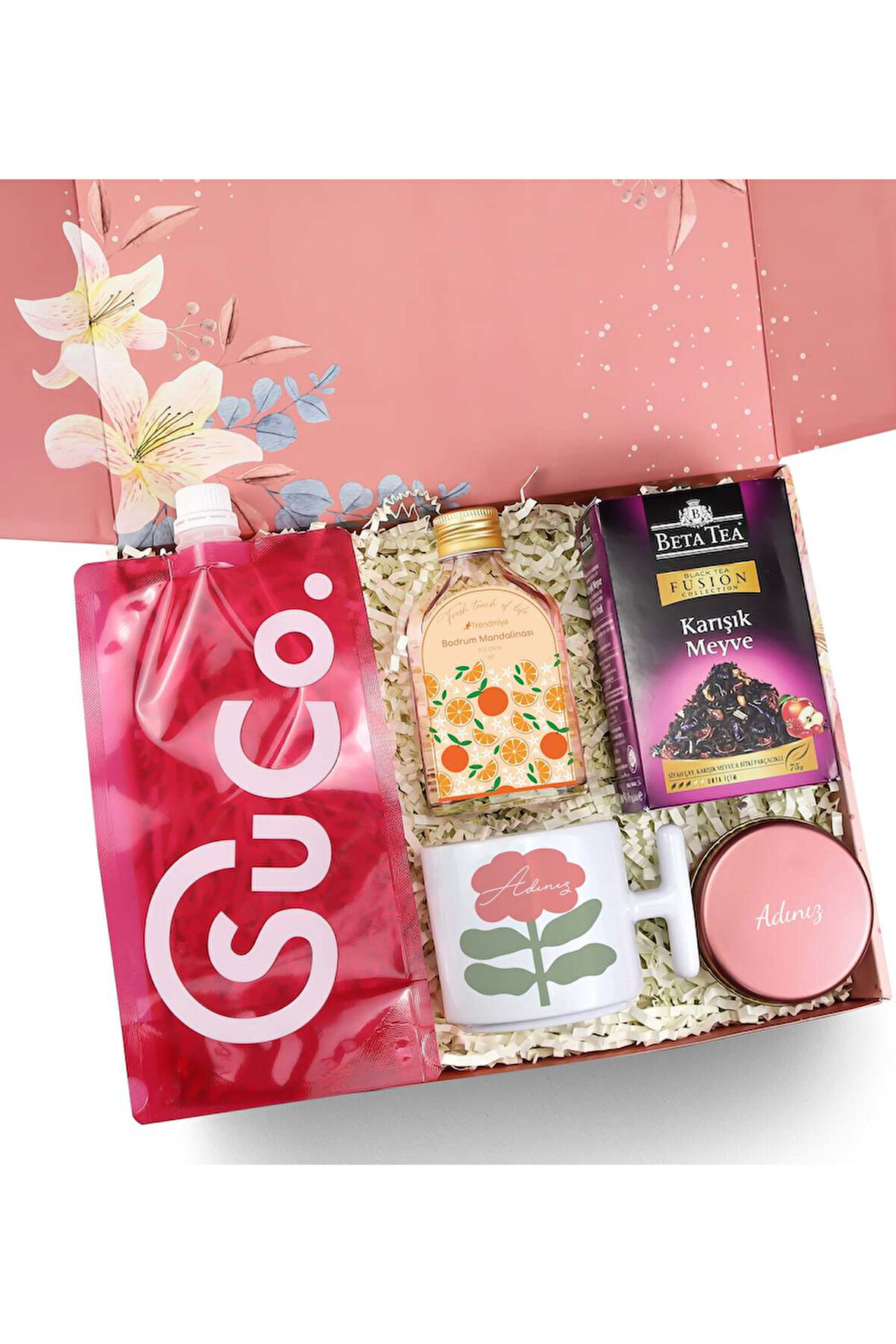 SuCo Matara & Karışık Meyve Çayı & Mum & Kupa & Kolonya Hediye Seti