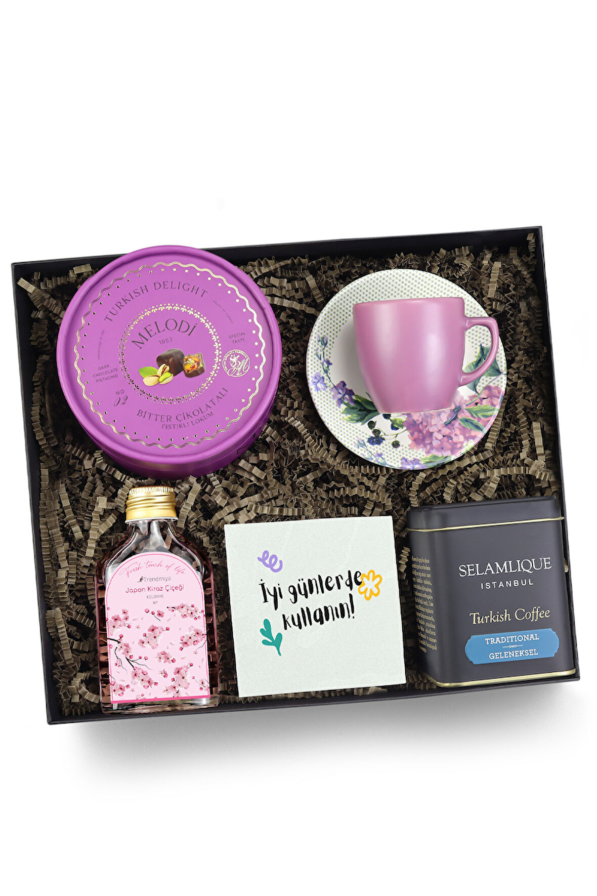 Melodi Lokum & Fincan & Kolonya & Türk Kahvesi Hediye Seti