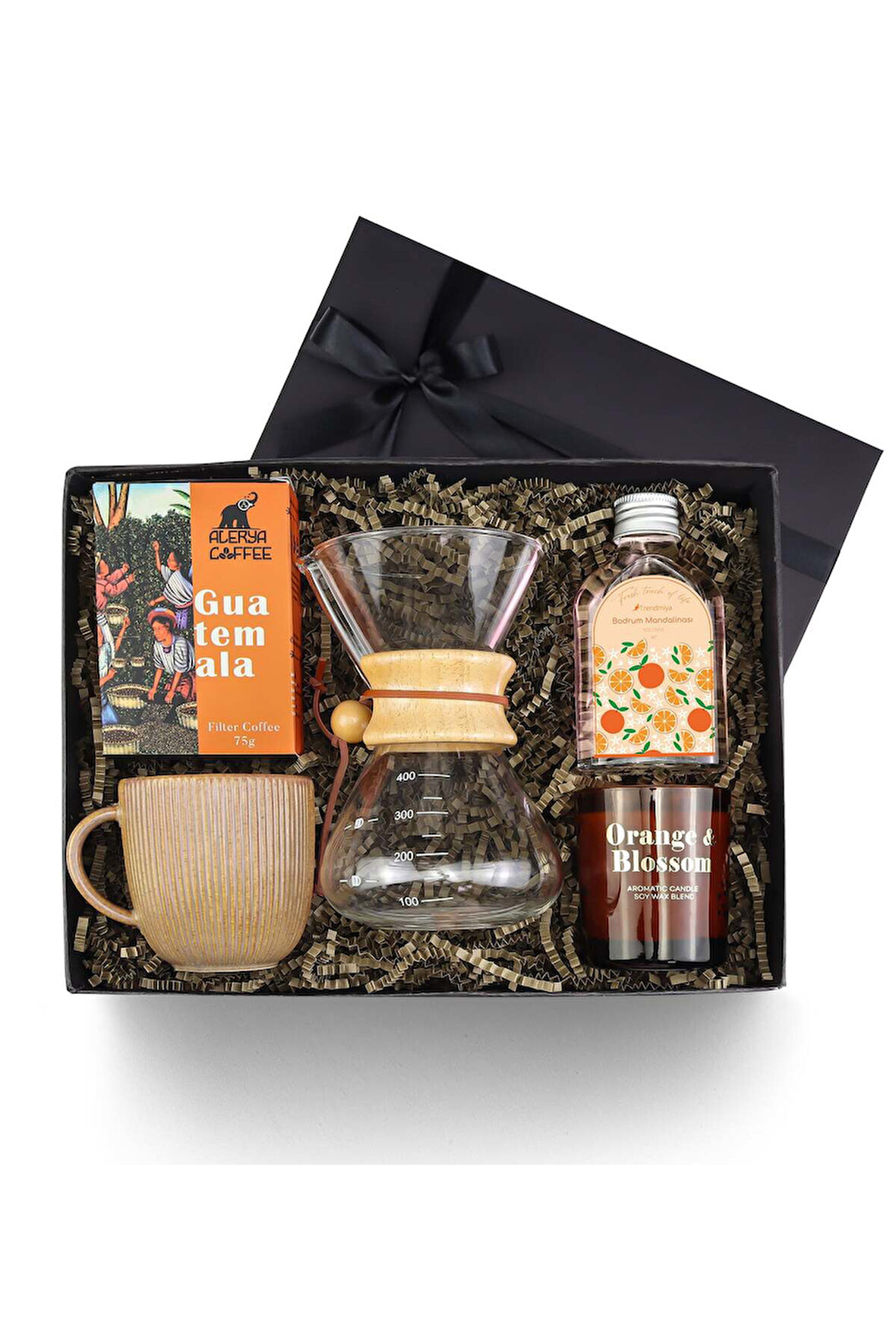 Kupa & Karaf & Mum & Filtre Kahve & 100ml Kolonya Premium Hediye Seti