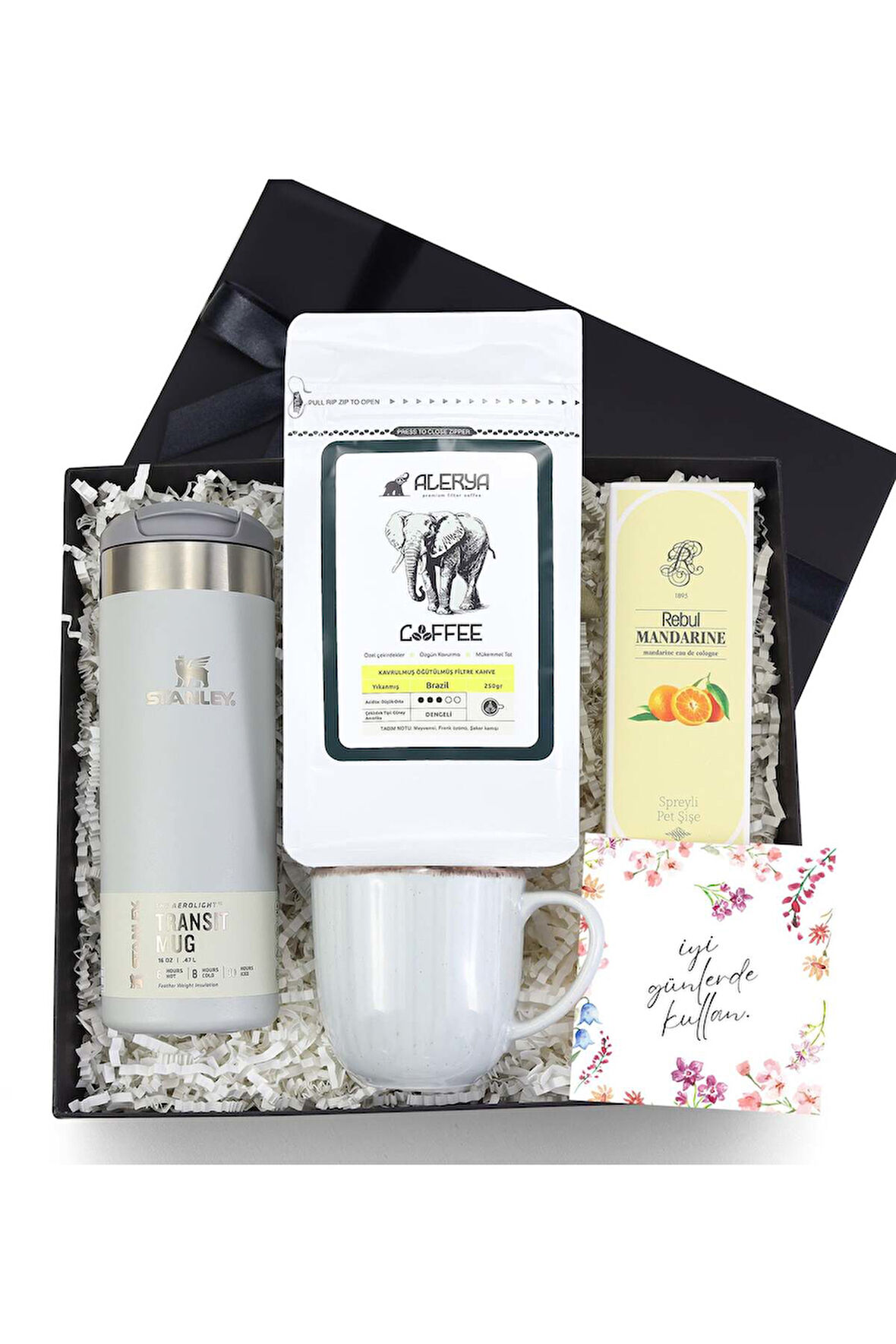 Termos & Filtre Kahve & Porselen Kupa & Kolonya Hediye Seti