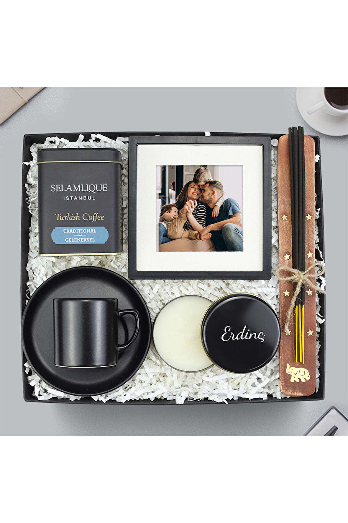 Paspartu Çerçeve & Selamlıque & Tütsü & Siyah Fincan & Metal Mum
