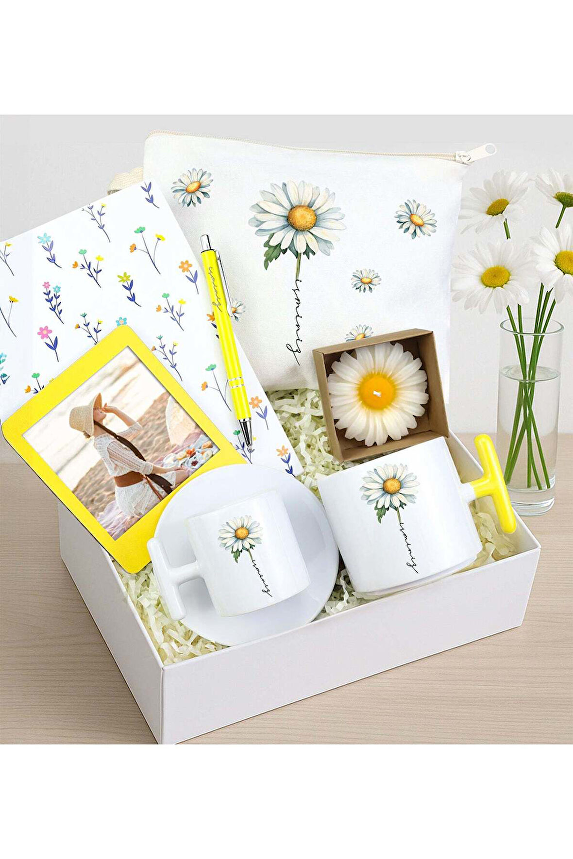 Kişiye Özel Defter & Kalem & Mum & Çerçeve & Bez Çanta & T Kupa ve Fincan Hediye Seti