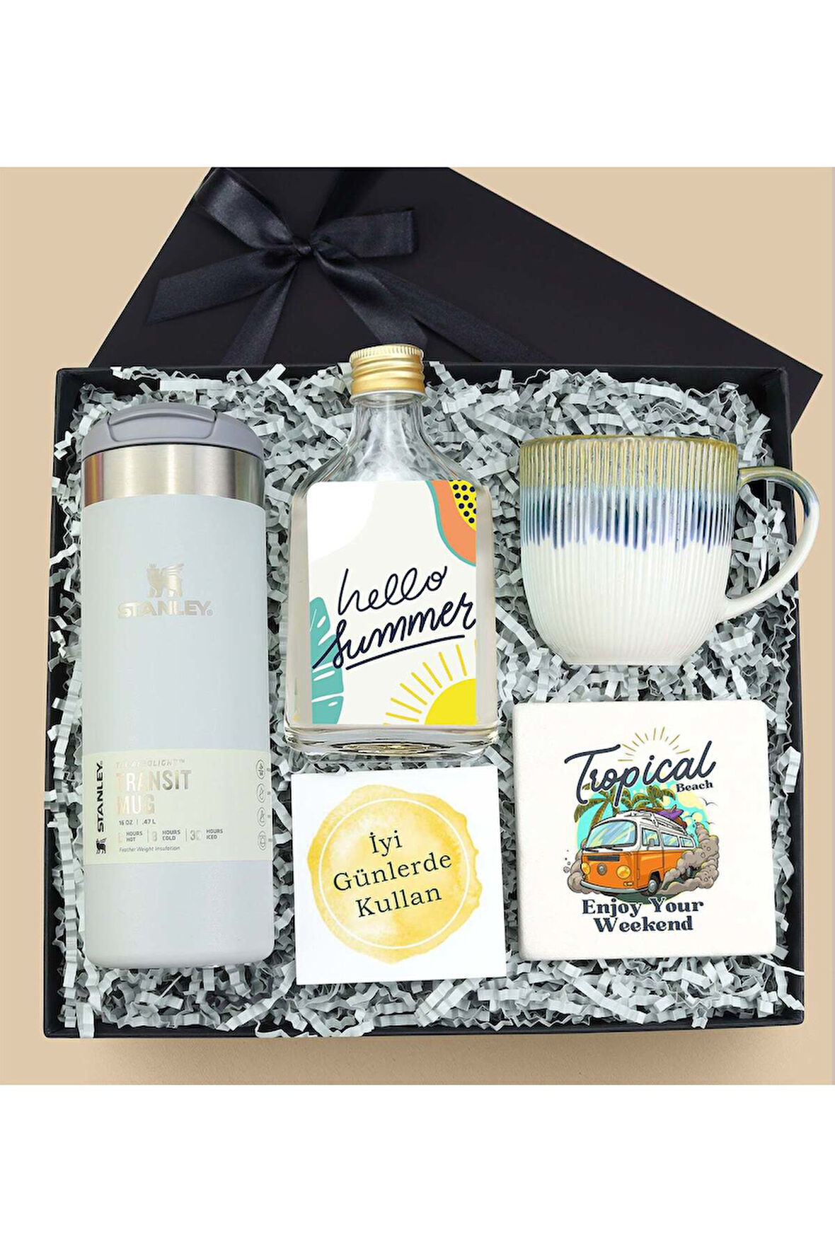 Termos & Kolonya & Kupa & Taş Bardak Altlığı Yaz Hediye Seti