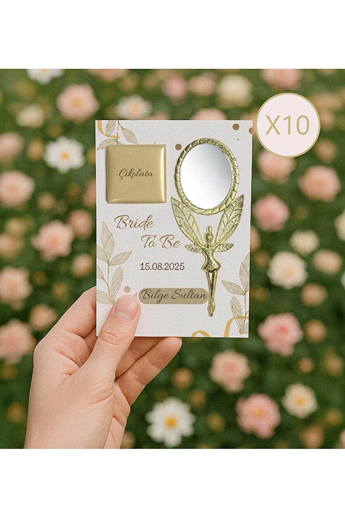 Kişiye Özel 10'lu Bride To Be Çikolata ve Peri Ayna Hediyelik