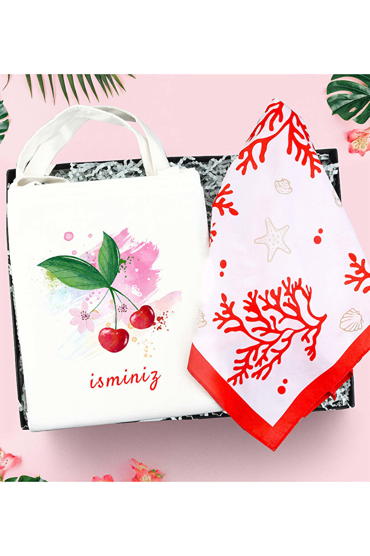 Kişiye Özel Bez Çanta & Fular Yaz Seti