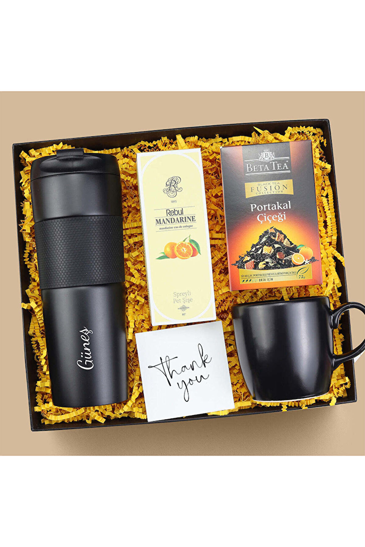 Kişiye Özel Termos & Kupa & Kolonya & Bitki Çay Hediye Seti