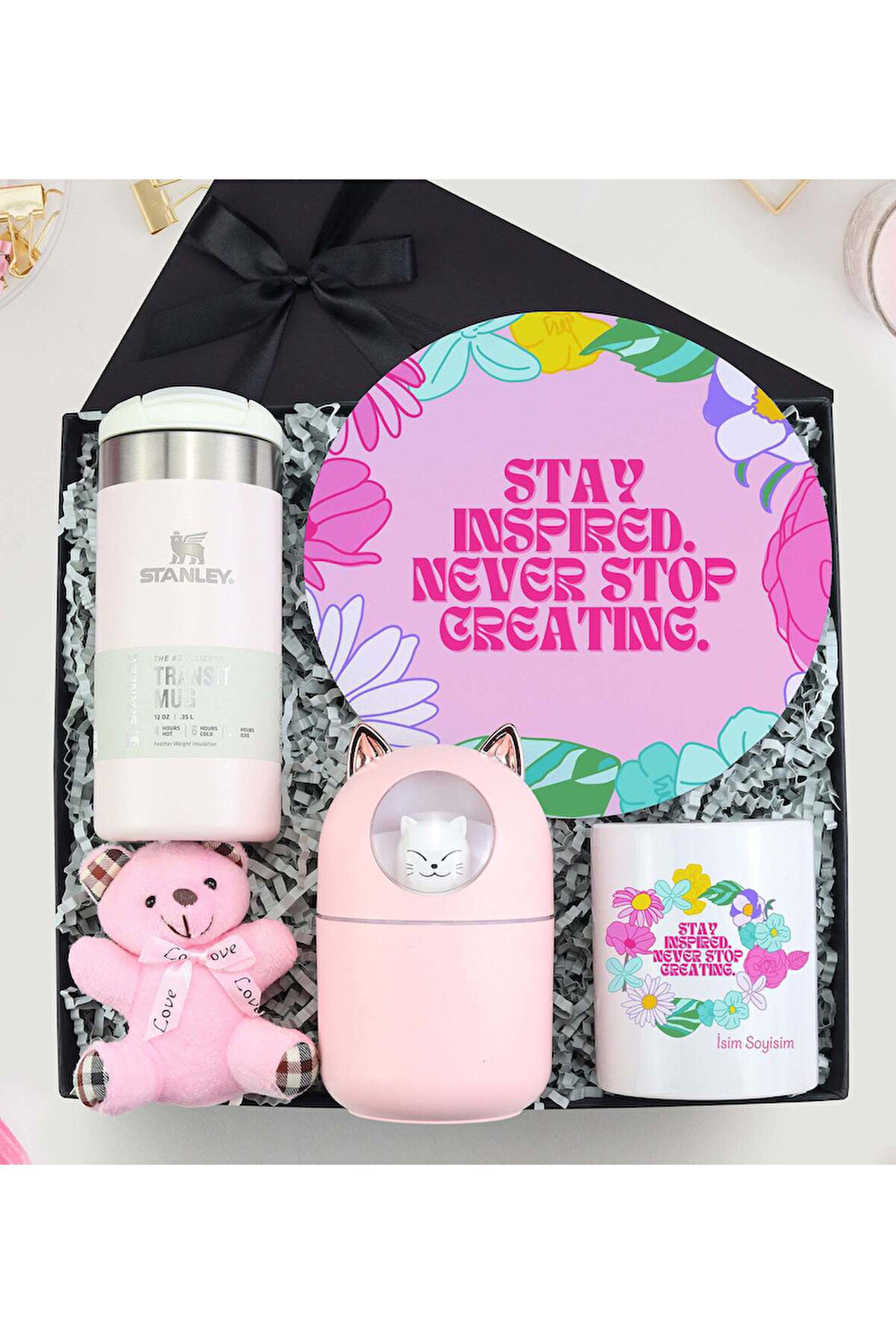 Termos & Hava Nemlendiricisi & Ayıcık Anahtarlık & Kalemlik & Mousepad Hediye Seti