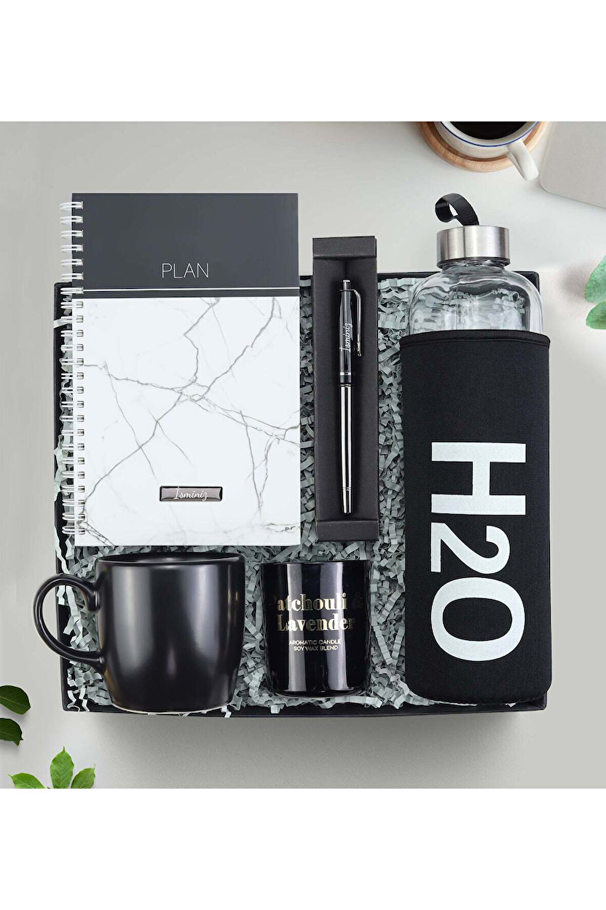 Defter & Kalem & Matara & Kupa & Mum Hediye Seti