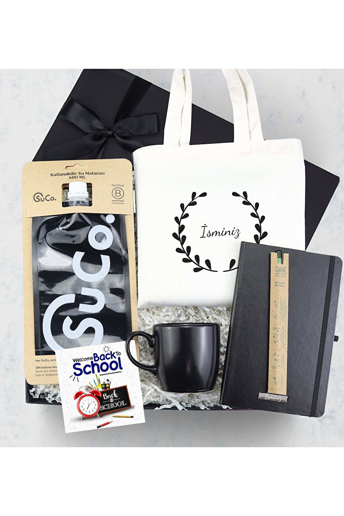SuCo & Çanta & Defter & Siyah Kupa & Tohumlu Kalem Hediye Seti