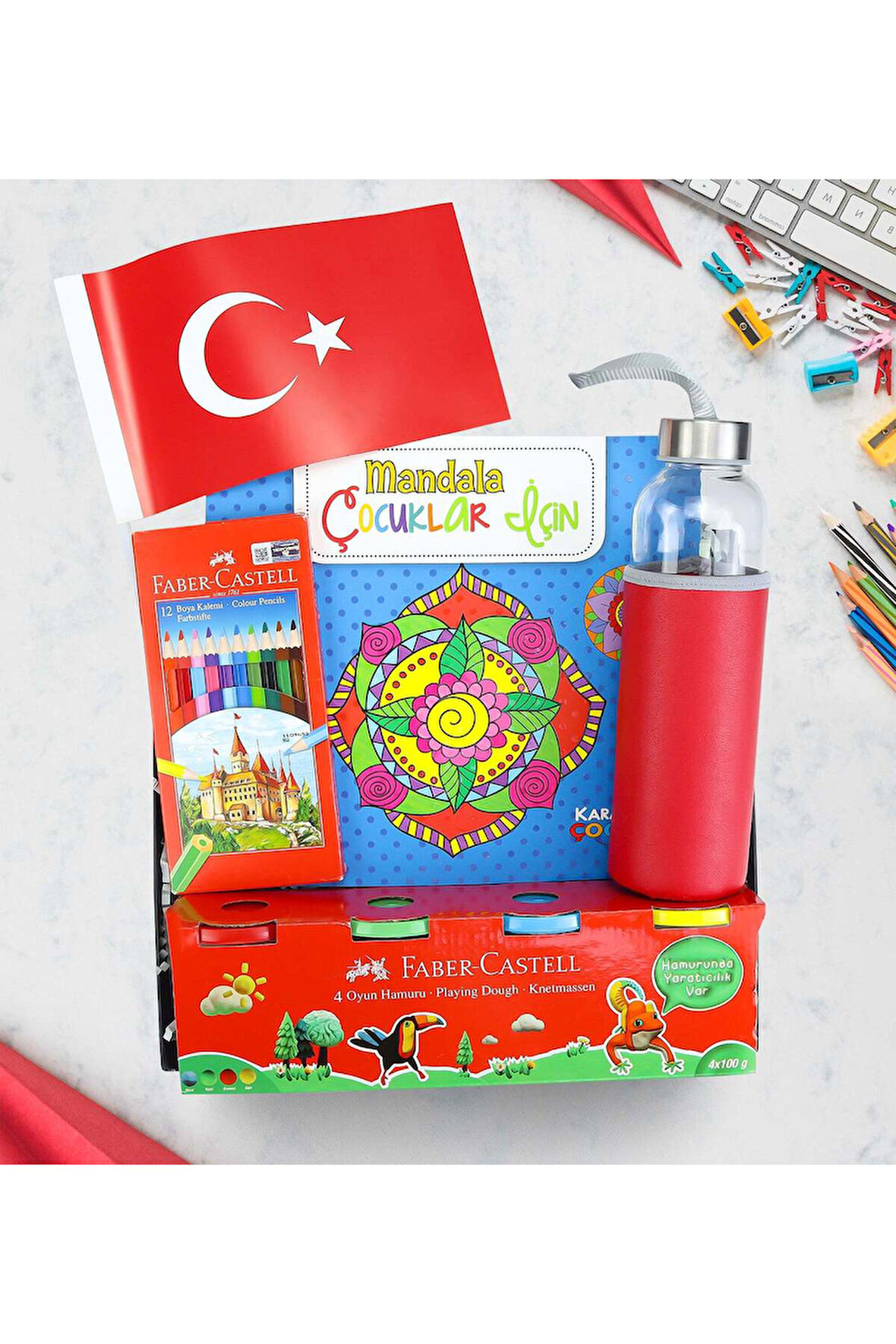 Mandala & Matara & Kuru Boya & Oyun Hamuru & Bayrak Hediye Seti