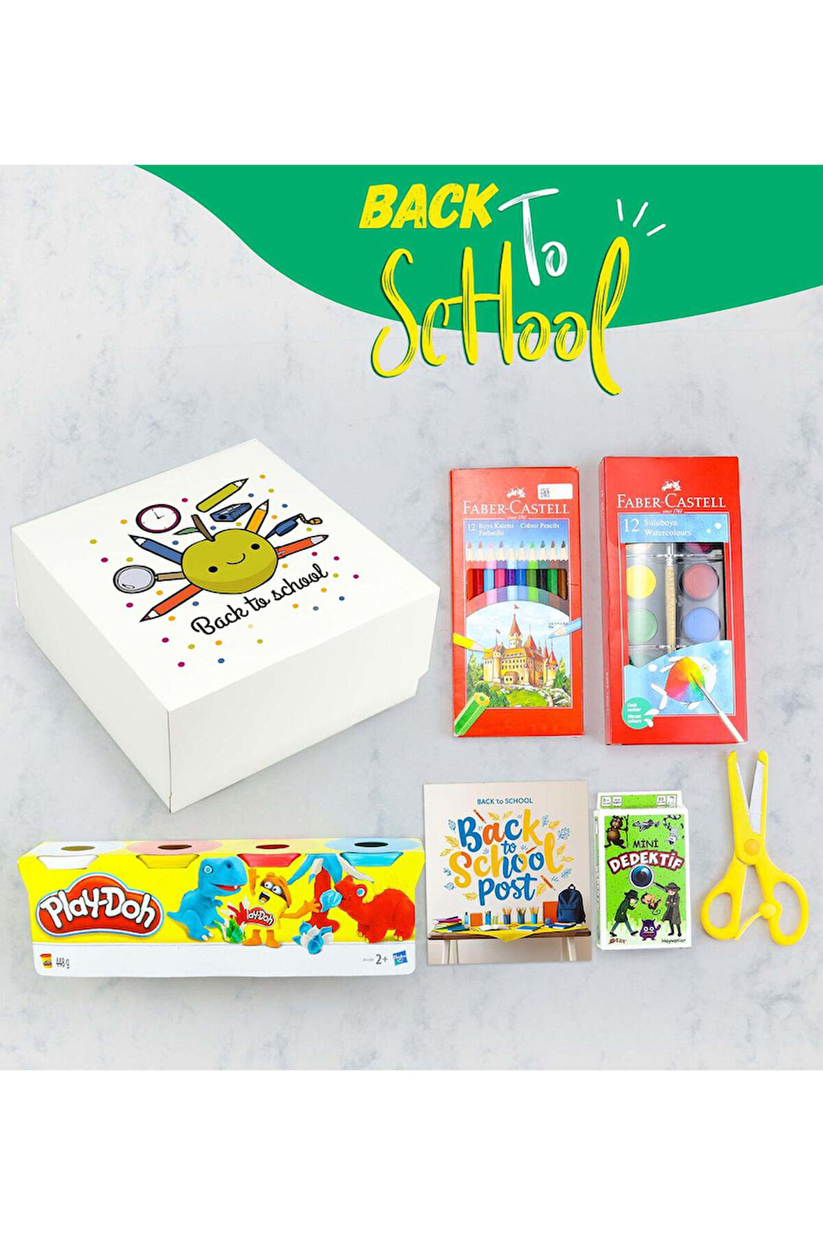 Özel Kutusunda Oyun Hamuru & Boya Kalemi & Sulu Boya & Makas & Mini Dedektif Oyunu Hediye Seti