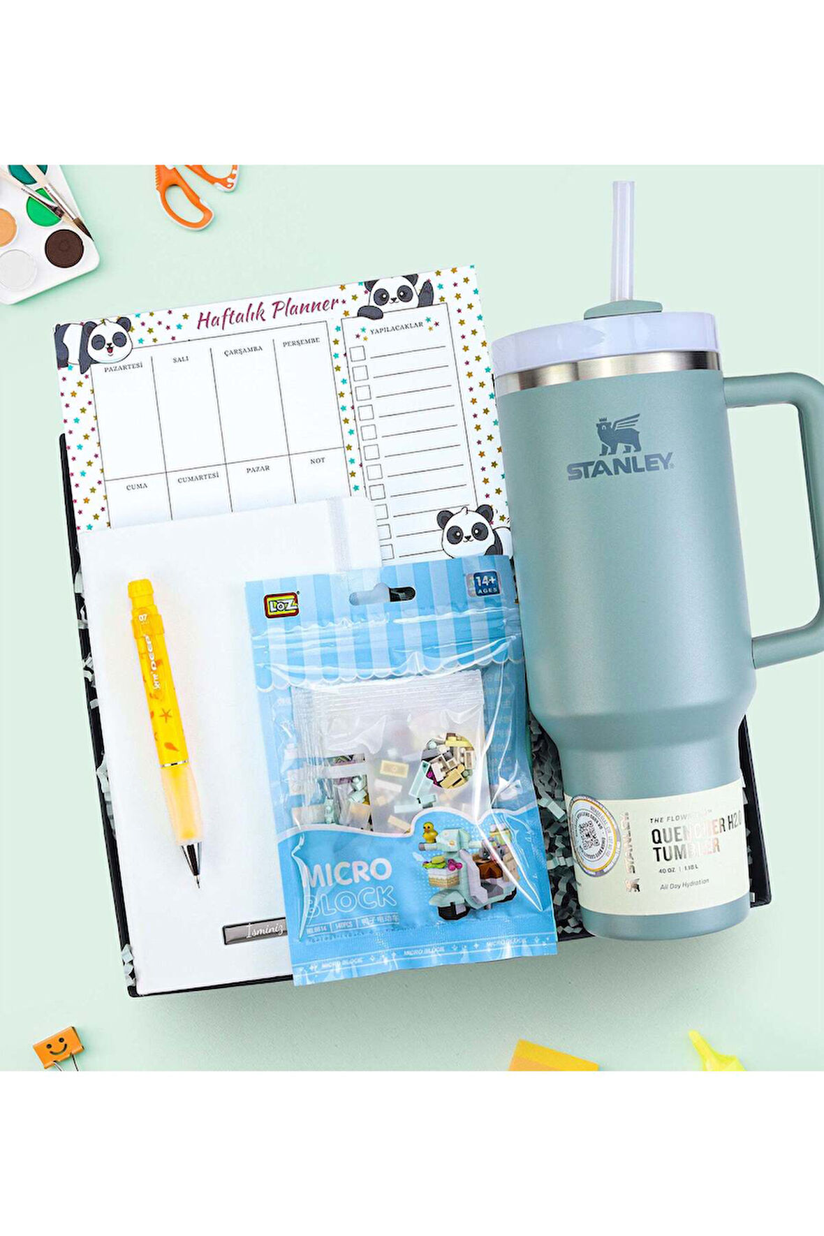 Termos & Planner & Defter & Uçlu Kalem & Mikro Block Yapboz Hediye Seti