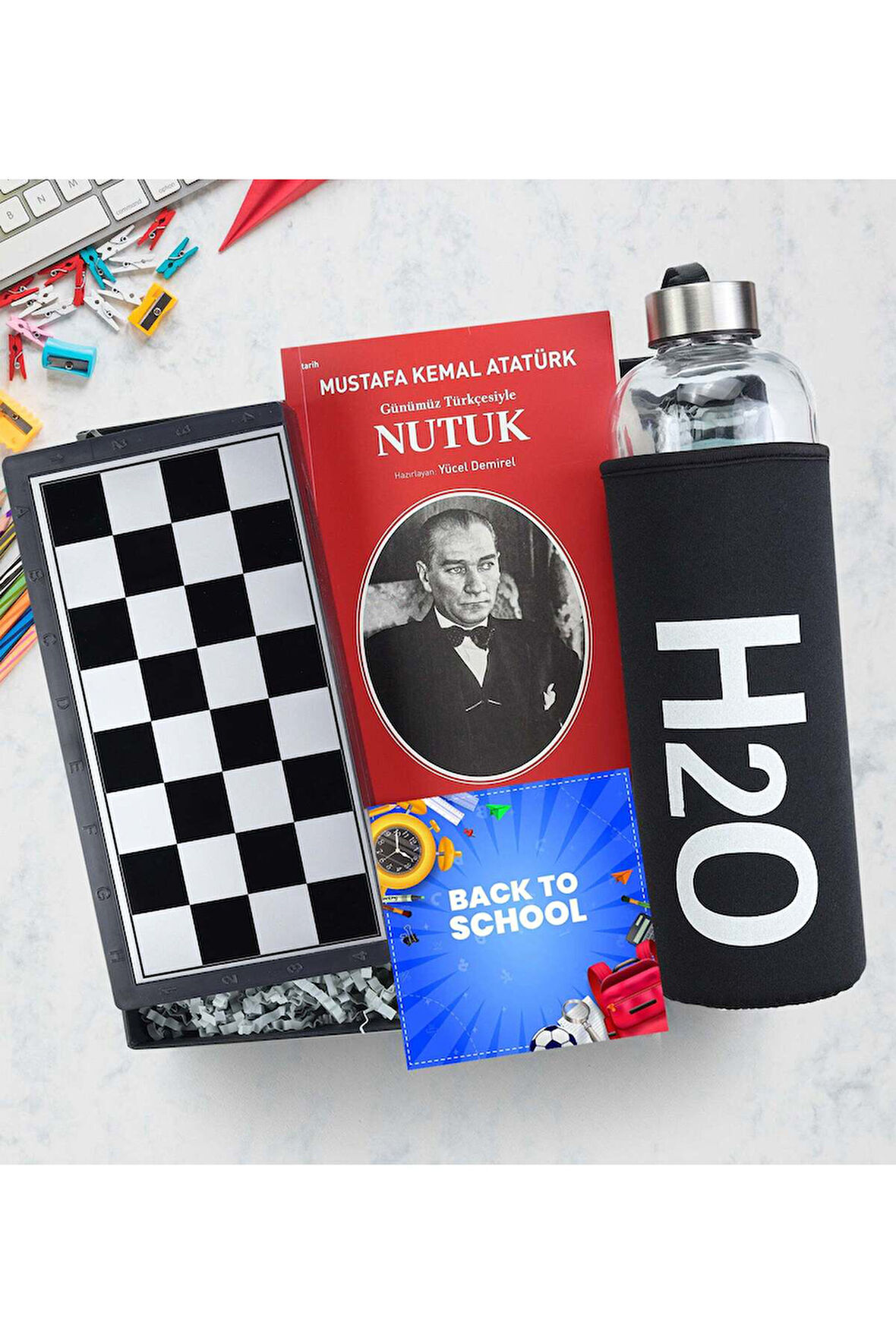 Manyetik Satranç - Tavla - Dama & Nutuk & Matara Hediye Seti