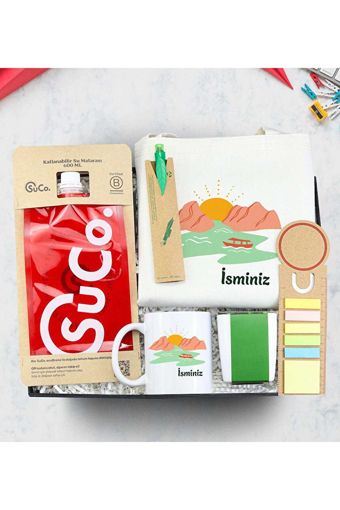 SuCo & Çanta & Tohumlu Tükenmez Kalem & Postit & Bitki Dikim Kiti & Kupa Hediye Seti