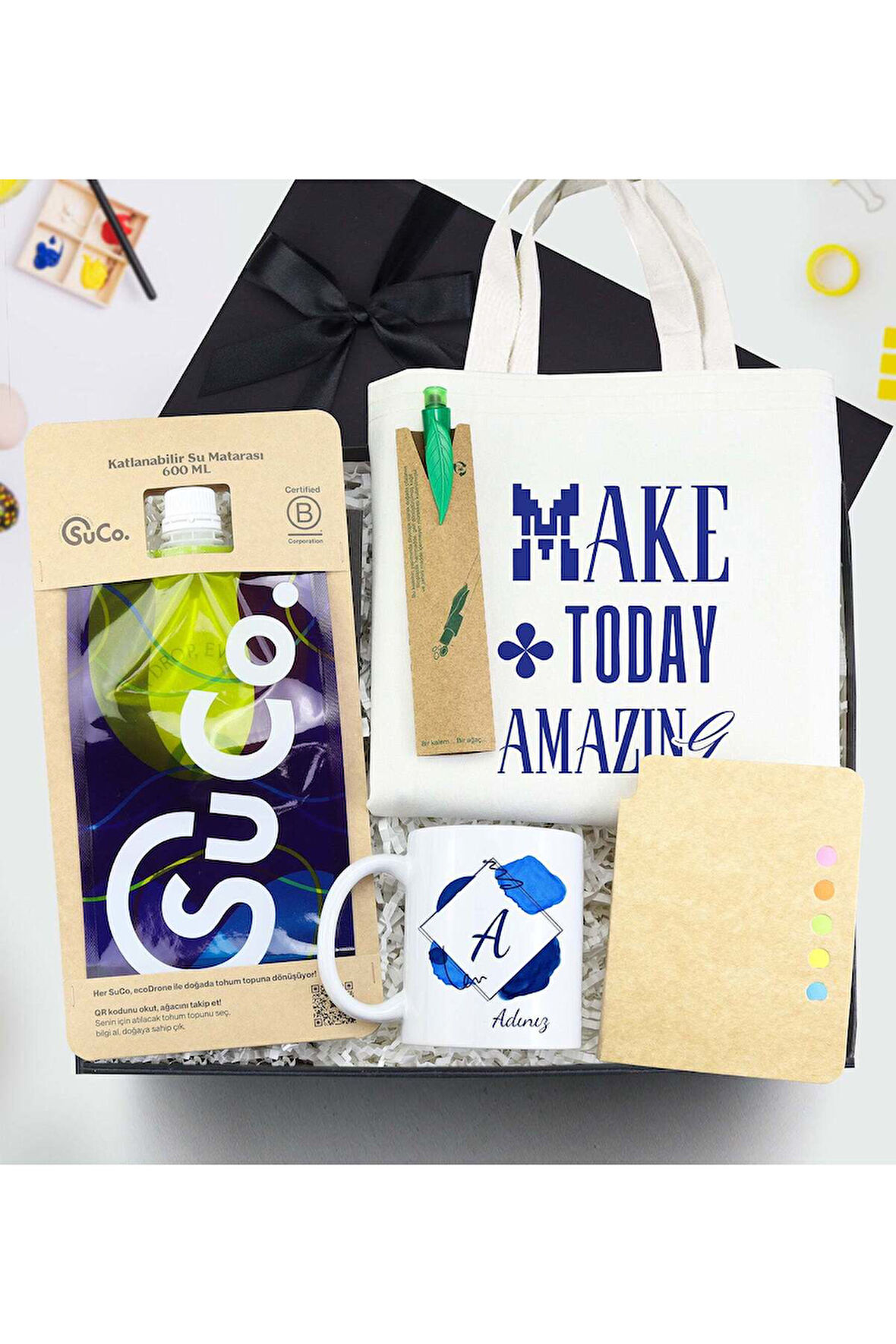 SuCo & Çanta & Tohumlu Kalem & Geri Dönüşüm Postit Defter & Kupa Hediye Seti