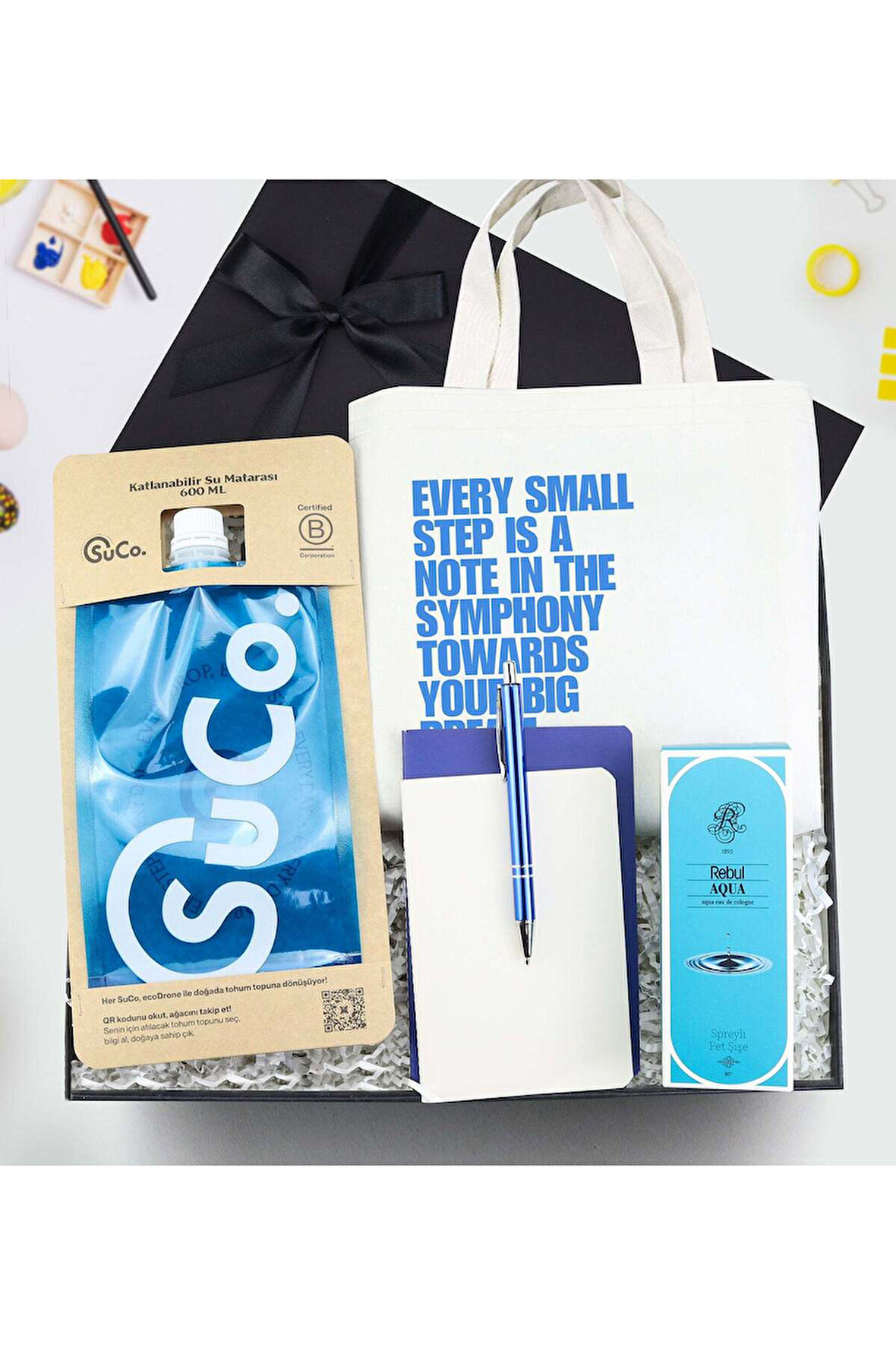 SuCo & Çanta & 2'li Not Defteri & Kalem & Kolonya Hediye Seti