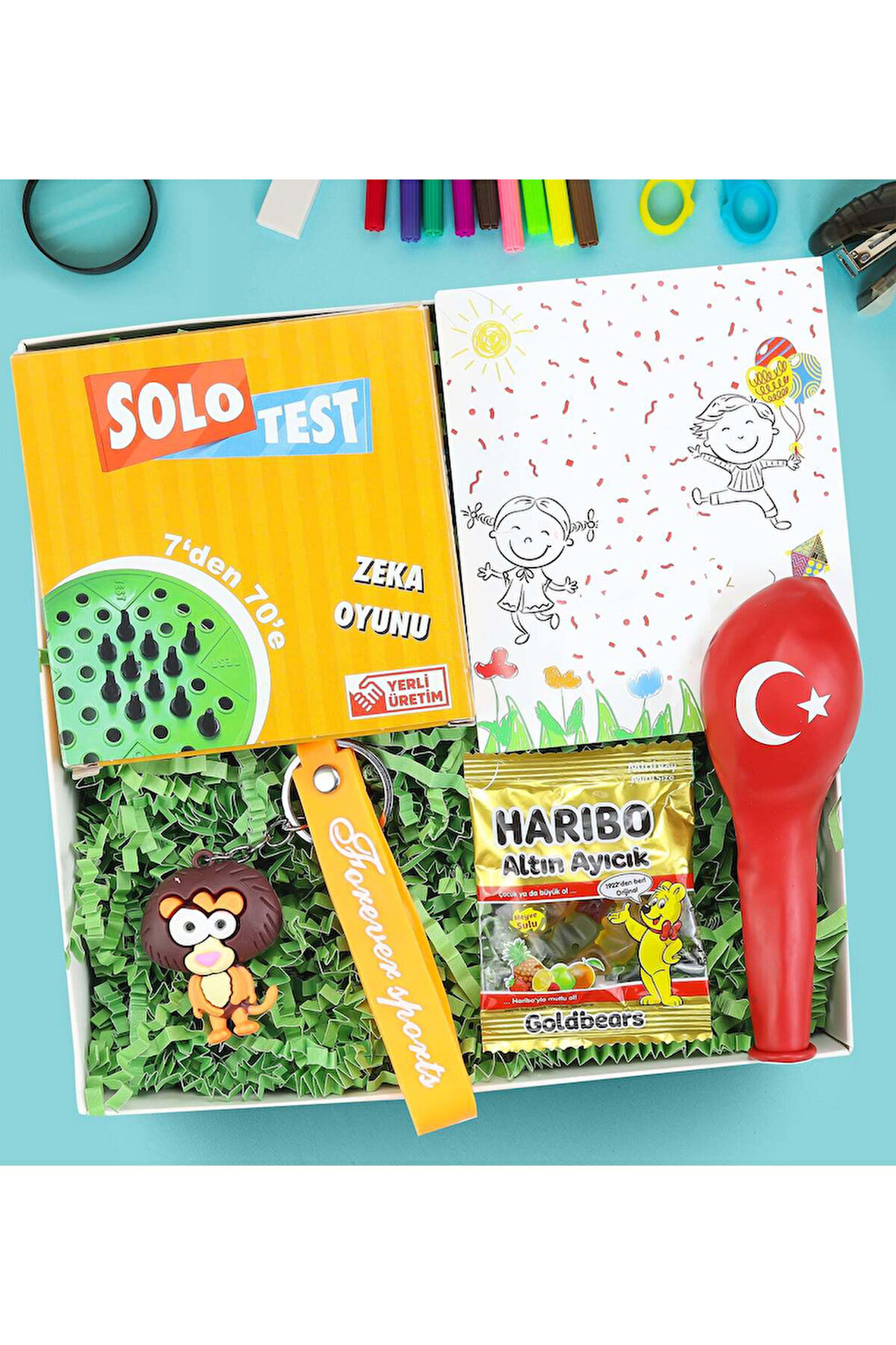 Figürlü Anahtarlık & Balon & Haribo & Solo Test Zeka Oyunu Hediye Seti