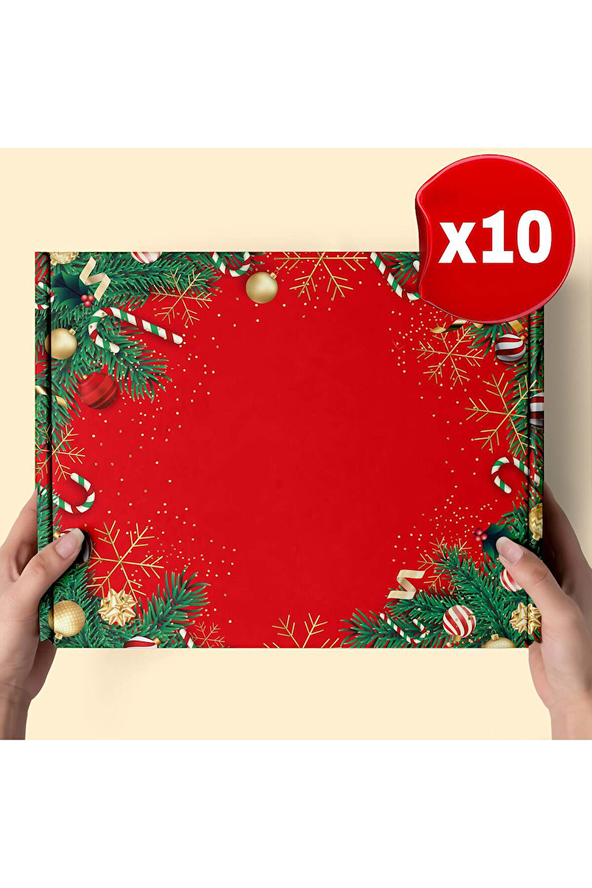 Kırmızı Yeni Yıl Kutusu (10 Adet)