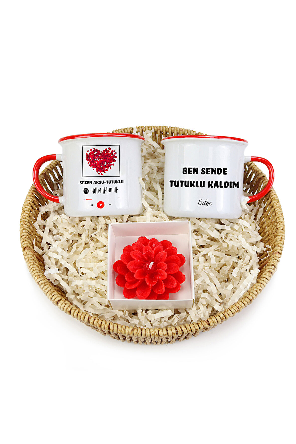 Özel Tasarım 2'li Kupa & Lotus Mum Hediye Seti