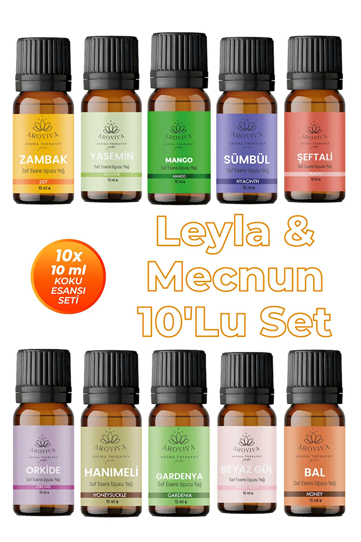 Leyla & Mecnun Esansiyel Uçucu Koku Yağı Buhurdanlık Yağı Difüzör Esansı 10'Lu Set 10x10ml Leyla & Mecnun Esansiyel Uçucu Koku Yağı Buhurdanlık Yağı Difüzör Esansı 10'Lu Set 10x10ml
