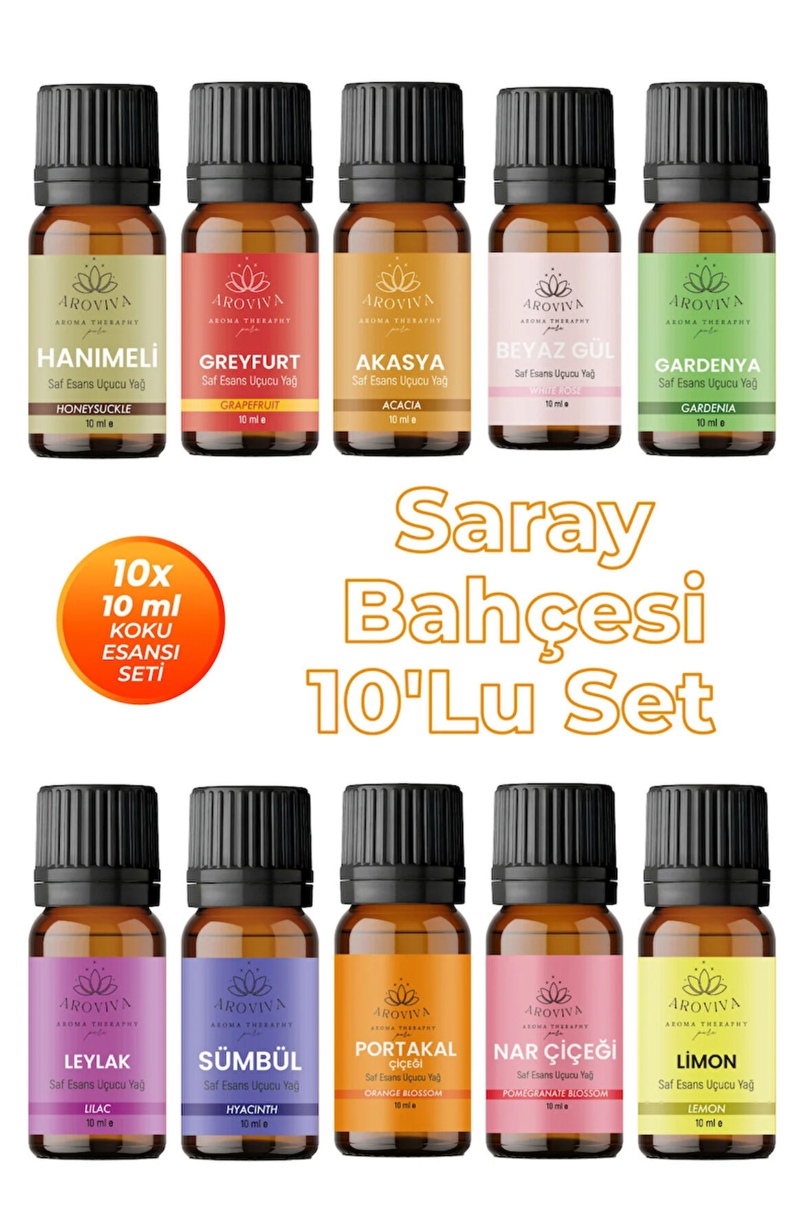 Saray Bahçesi Esansiyel Uçucu Koku Yağı Buhurdanlık Yağı Difüzör Esansı 10'Lu Set 10x10ml Saray Bahçesi Esansiyel Uçucu Koku Yağı Buhurdanlık Yağı Difüzör Esansı 10'Lu Set 10x10ml